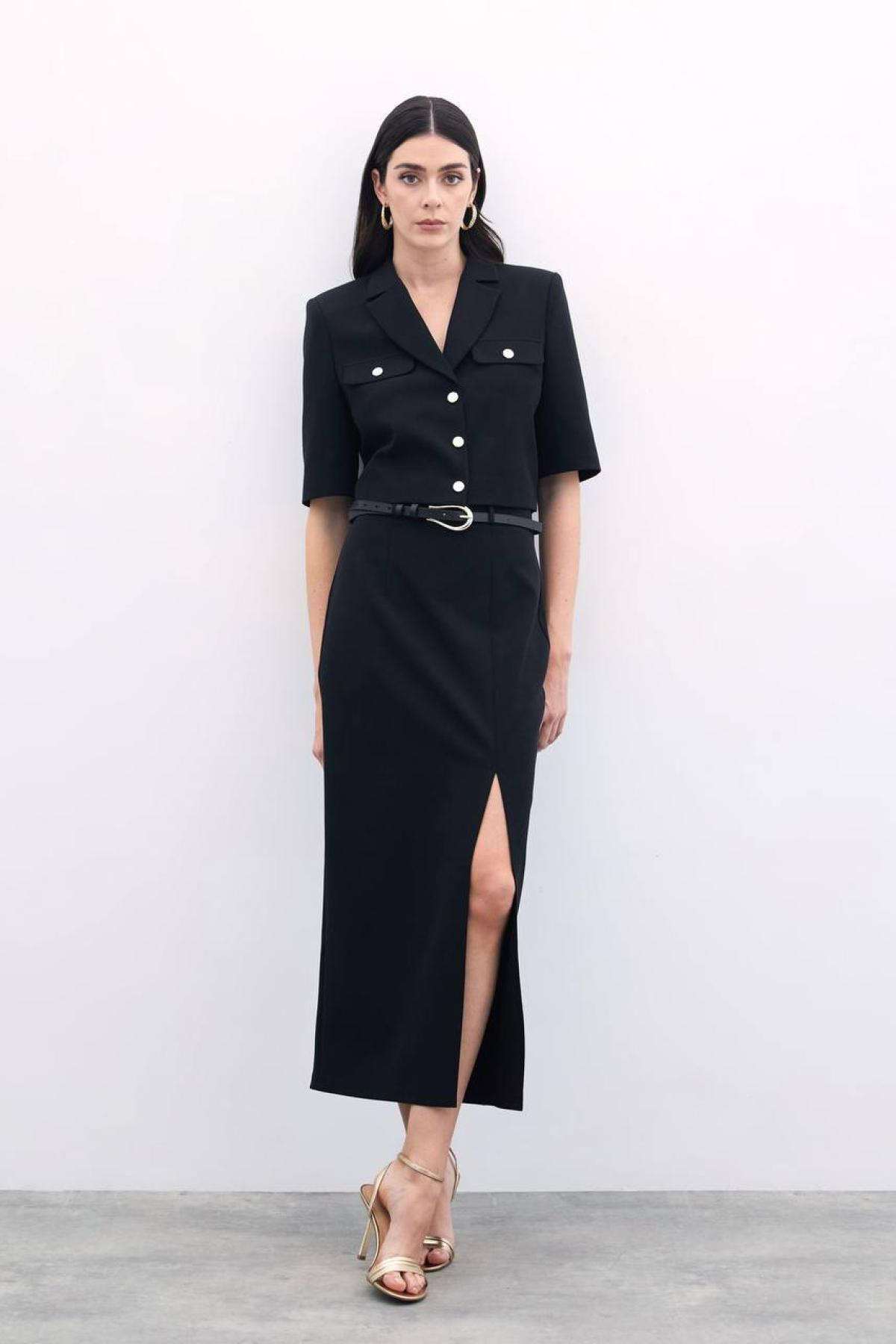 Wholesale Women Black Maxi Skirt 727516