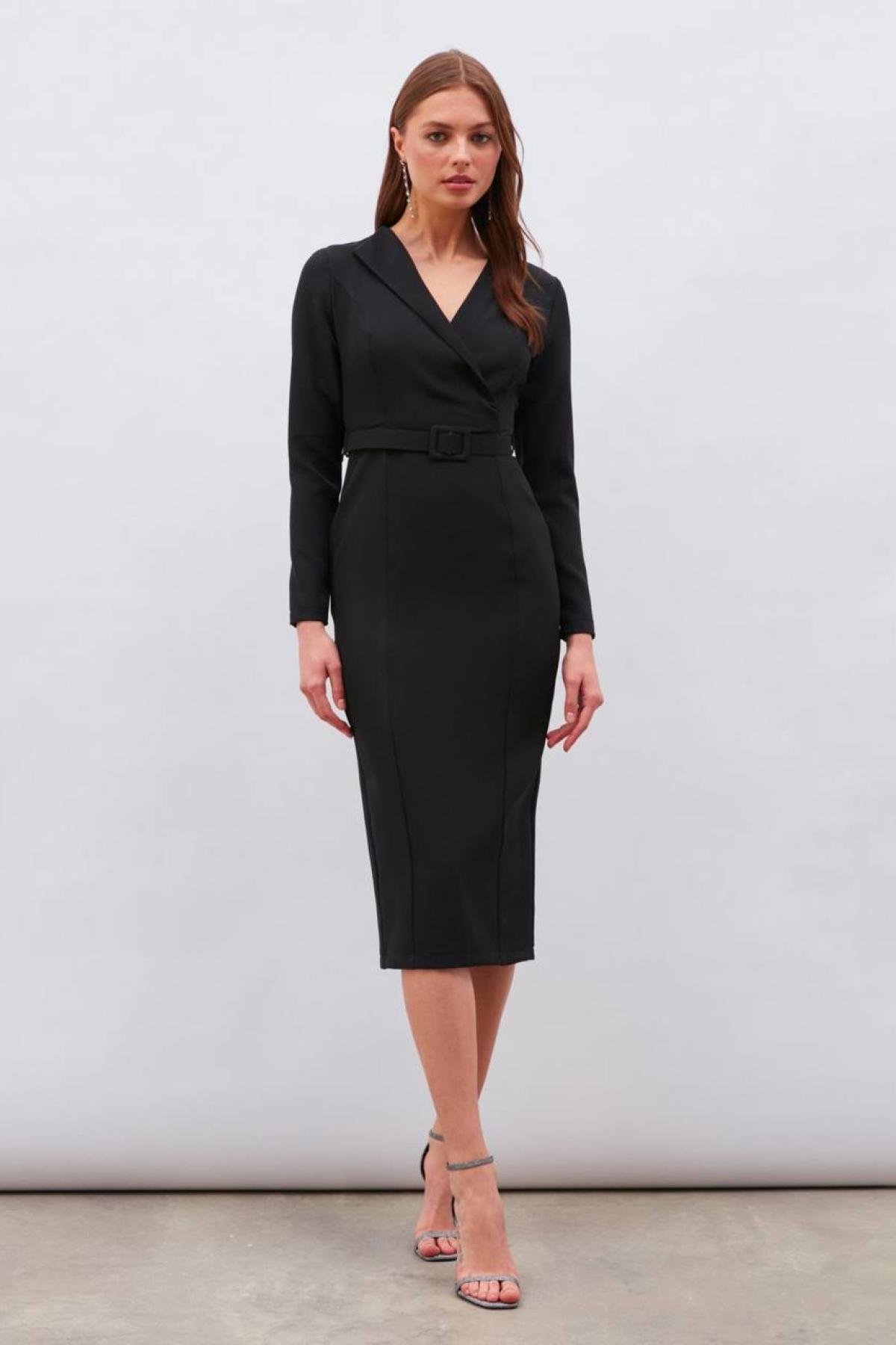 Wholesale Women Black Midi Dress 721018