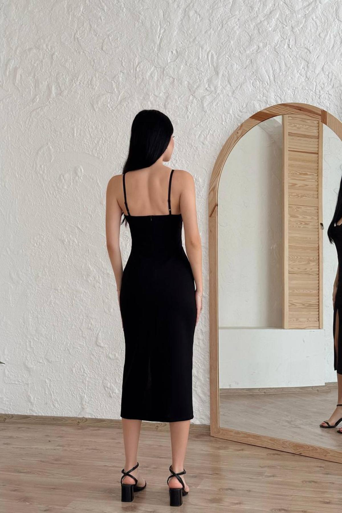 Wholesale Women Black Midi Dress 725127