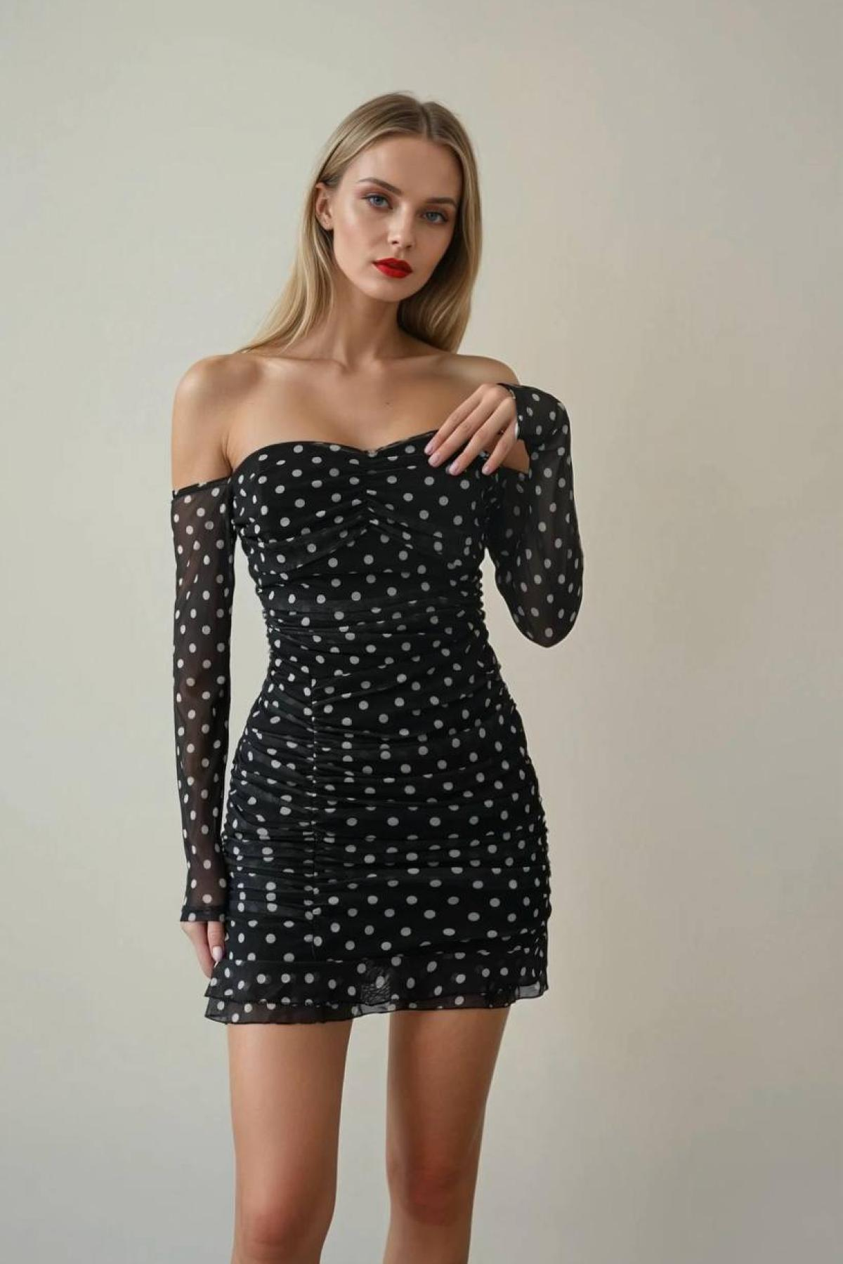 Wholesale Women Black Mini Dress 731826