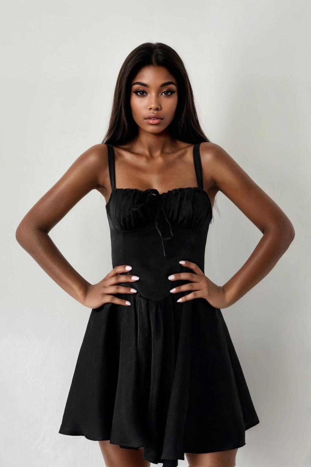 Wholesale Women Black Mini Dress 732951