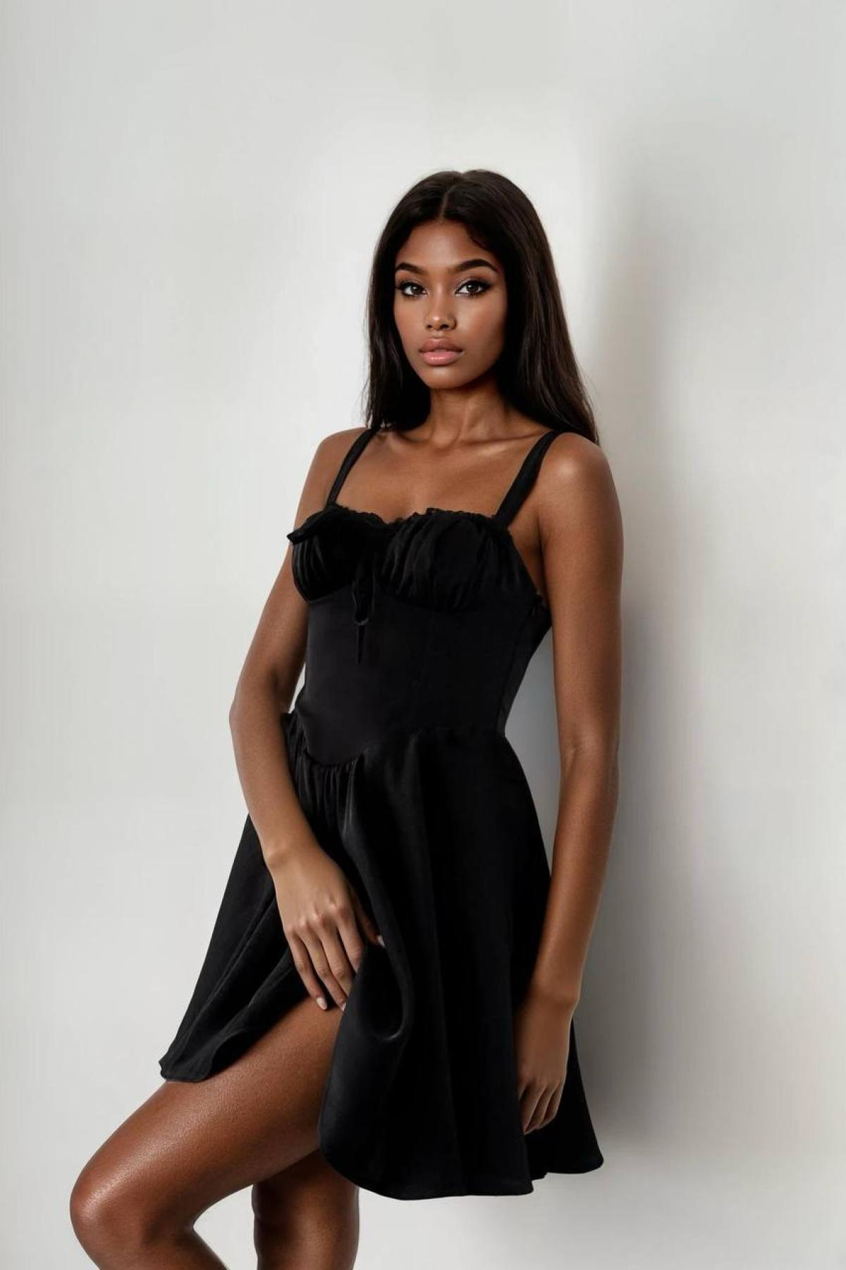 Wholesale Women Black Mini Dress 732951