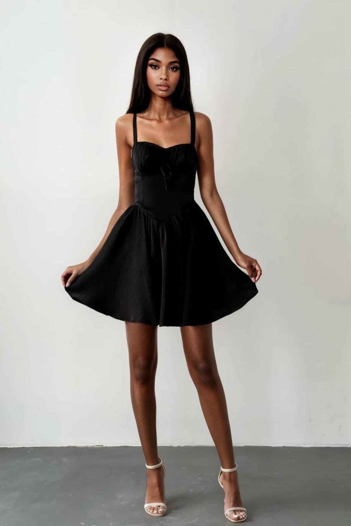 Wholesale Women Black Mini Dress 732951