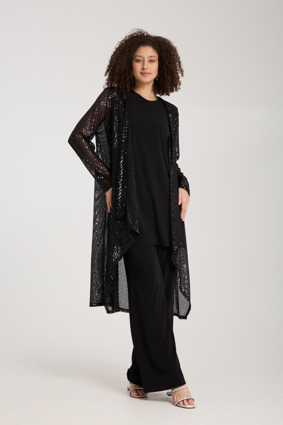 Wholesale Women Black Sandy Fabric Three-Piece Set 731139