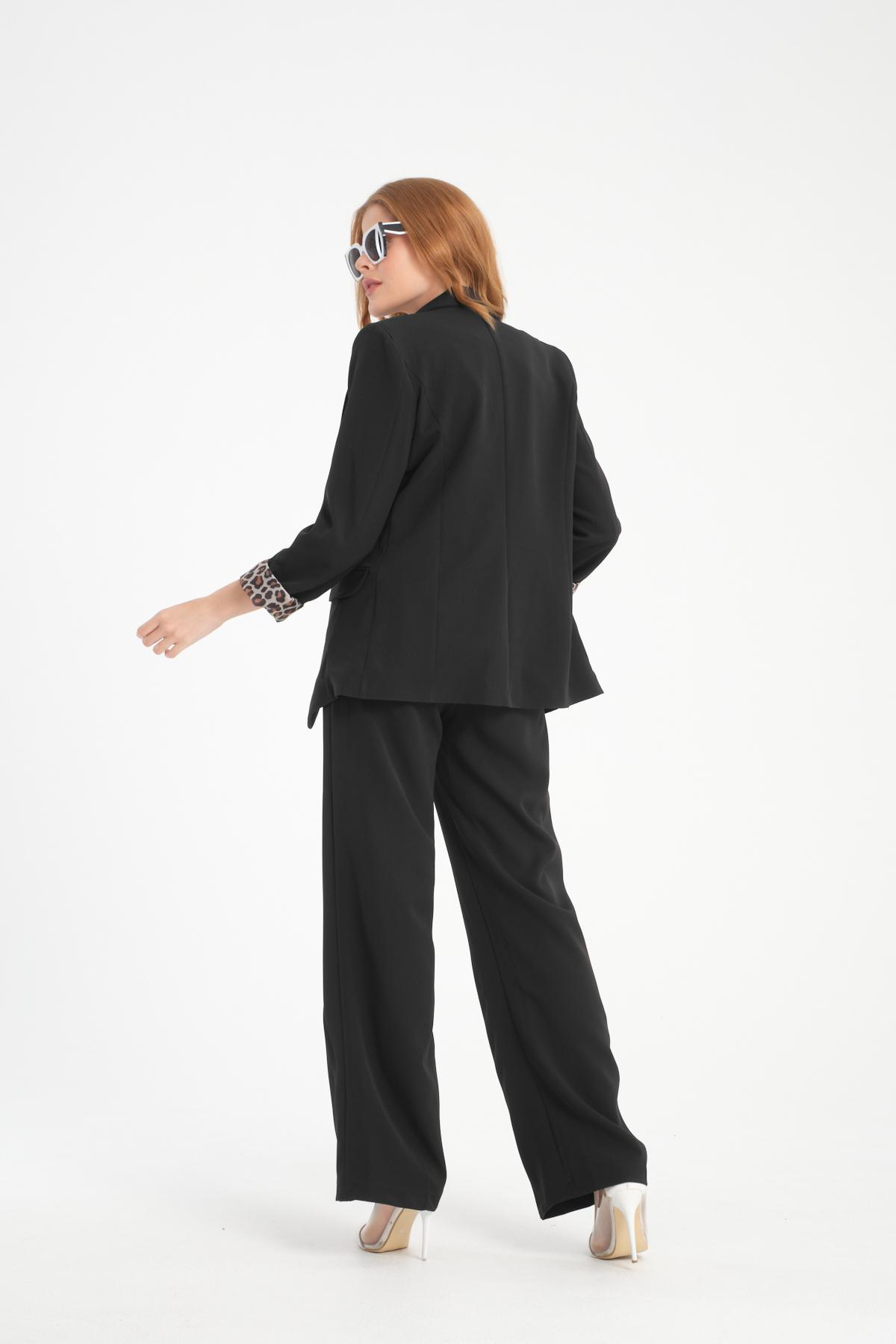 Wholesale Women Black Single Breasted Lined Blazer 706393