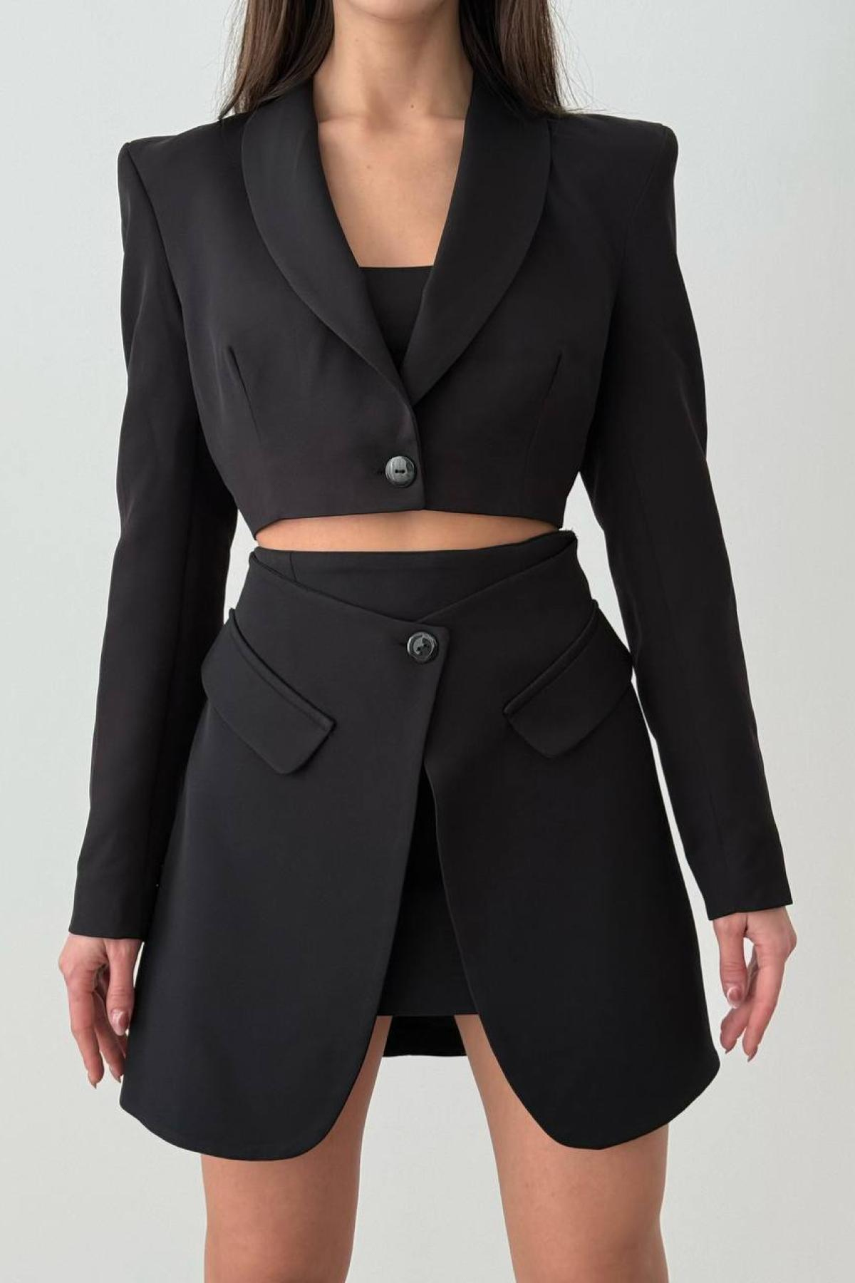 Wholesale Women Black Skirt Suit 728356
