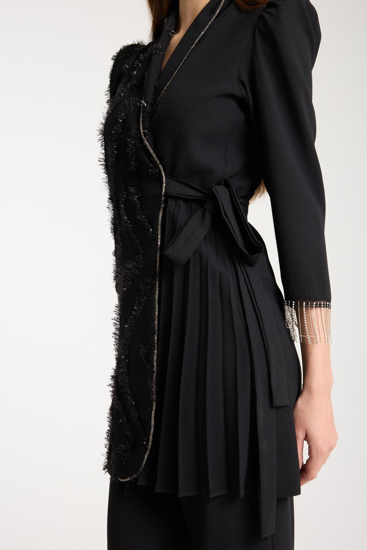 Wholesale Women Black Sparkly Two-Piece Suit 730238