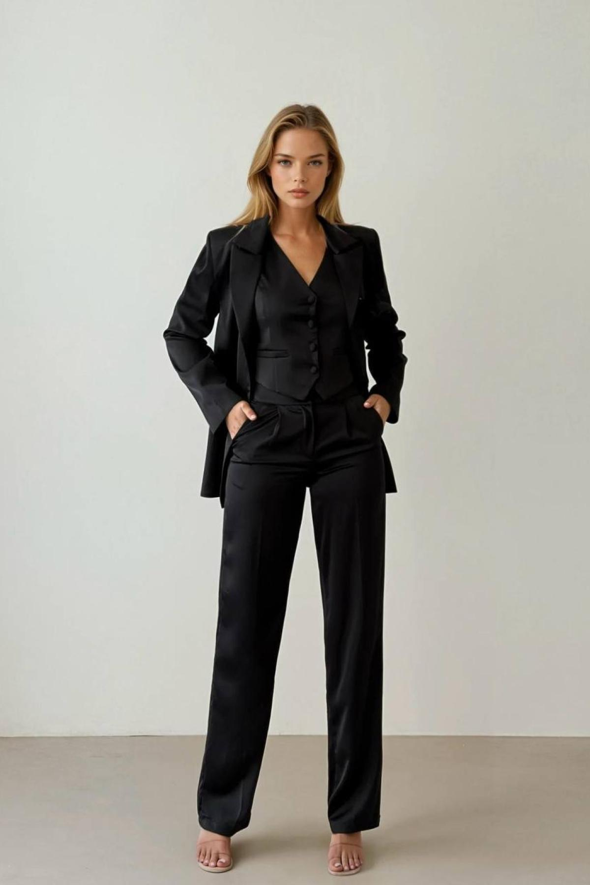Wholesale Women Black Three Piece Suits 730059