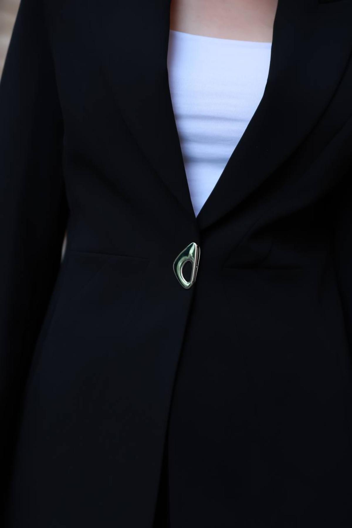 Wholesale Women Black Two Piece Suit Blazer and Pants Set 718329