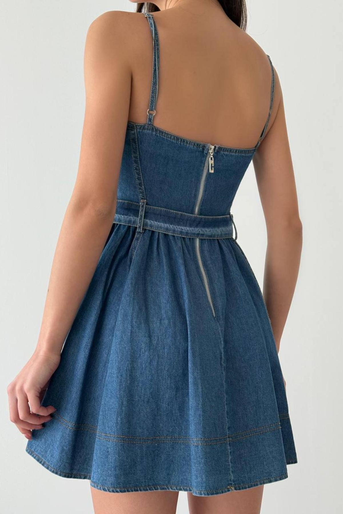 Wholesale Women Blue Denim Dress 728369
