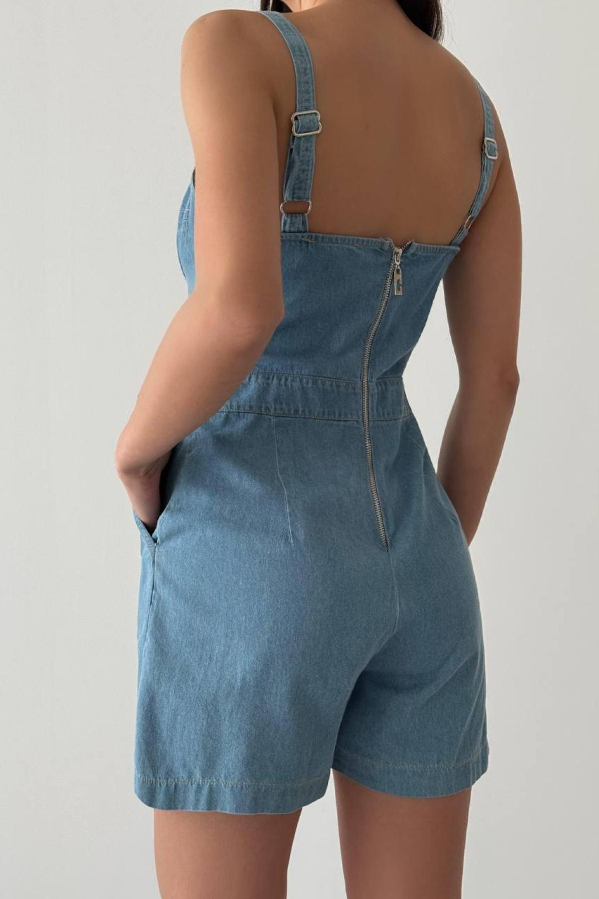 Wholesale Women Blue Denim Jumpsuit 728352