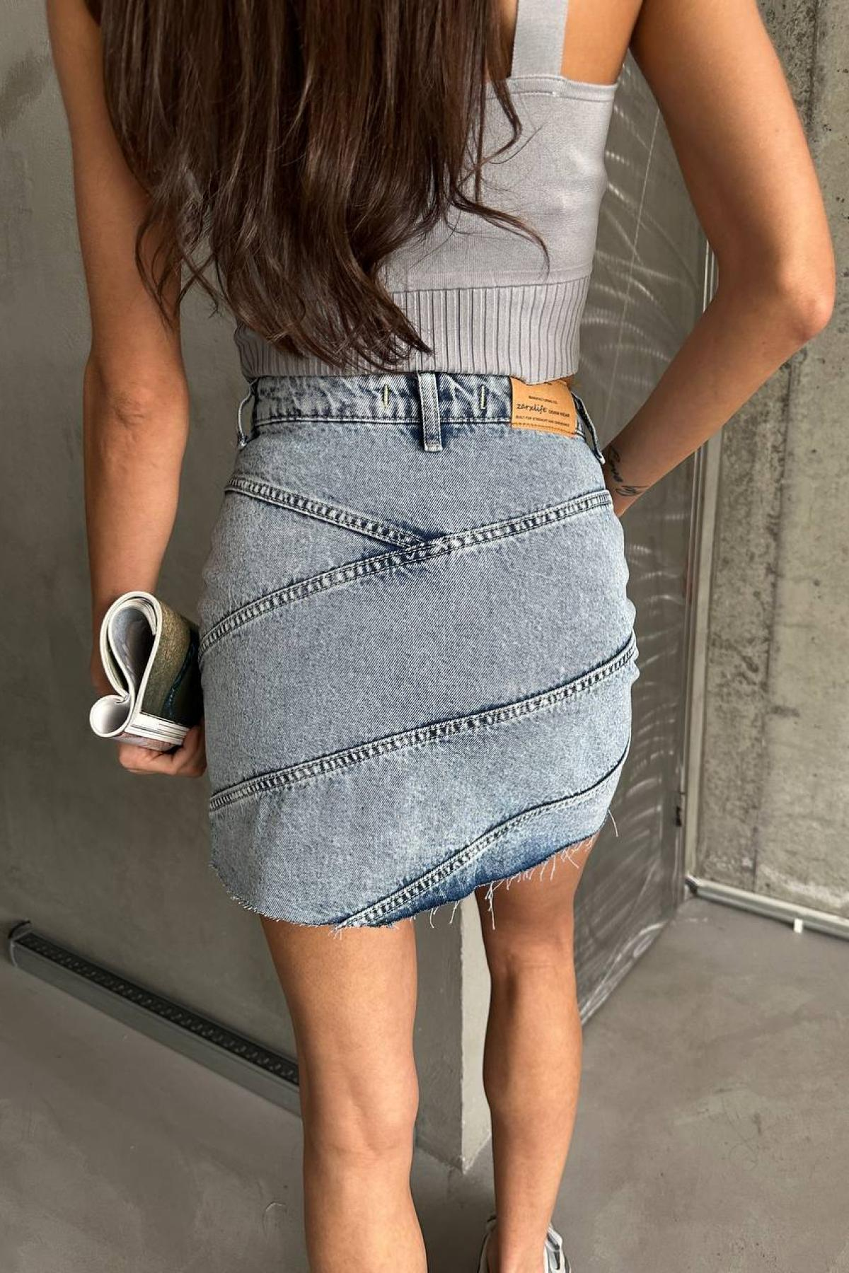 Wholesale Women Blue Denim Skirt 732096