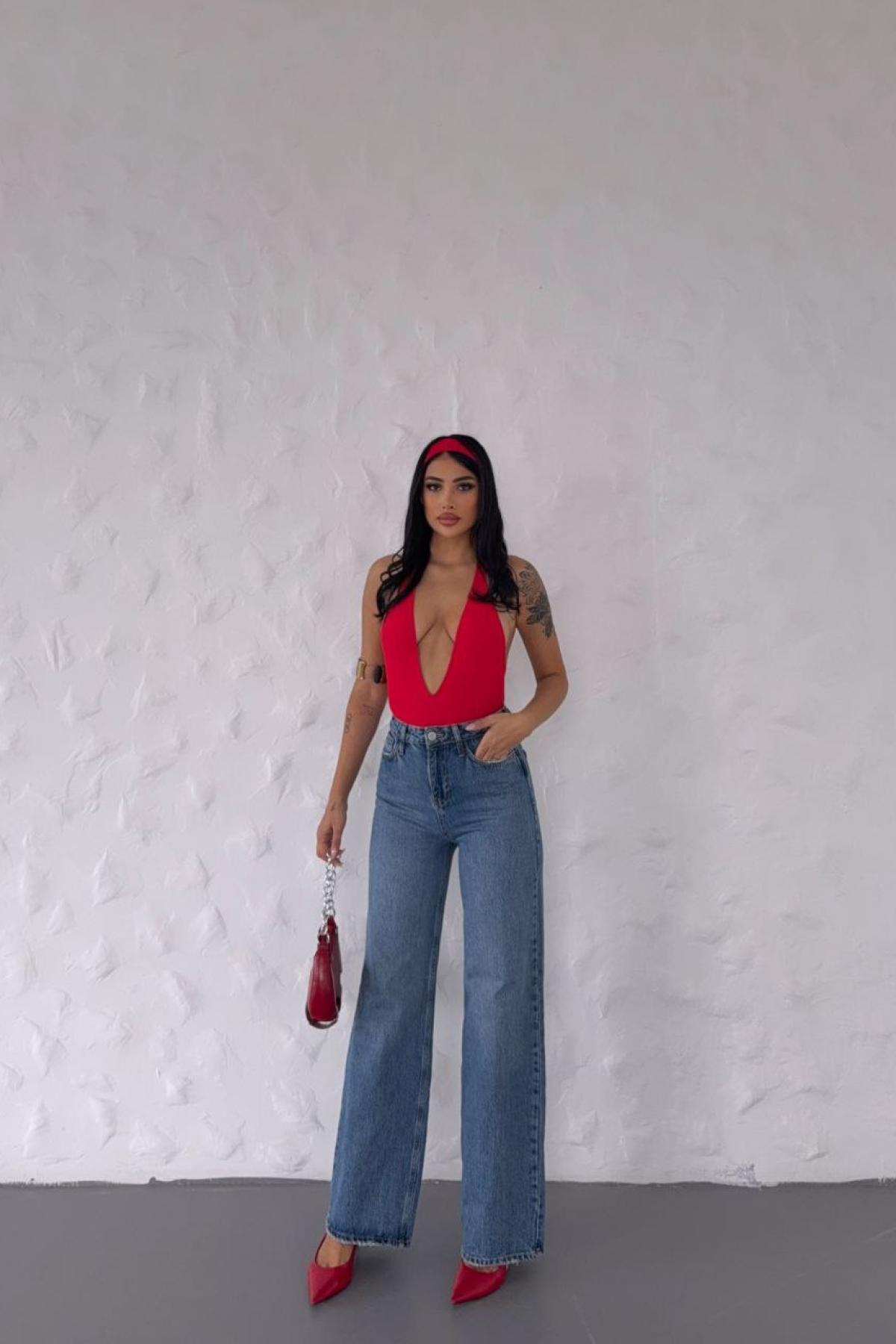 Wholesale Women Blue Wide Leg Jeans 737479