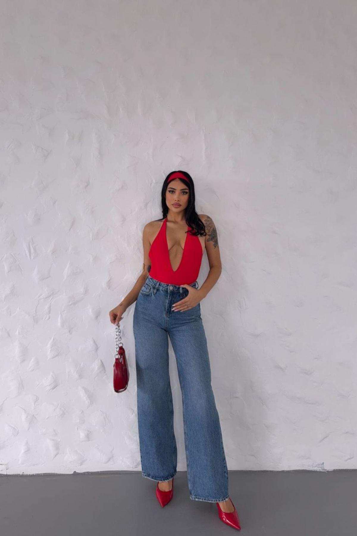 Wholesale Women Blue Wide Leg Jeans 737479