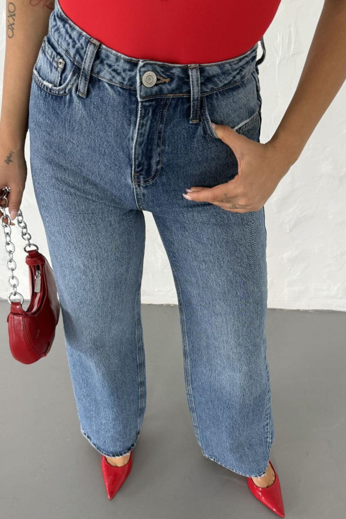 Wholesale Women Blue Wide Leg Jeans 737479