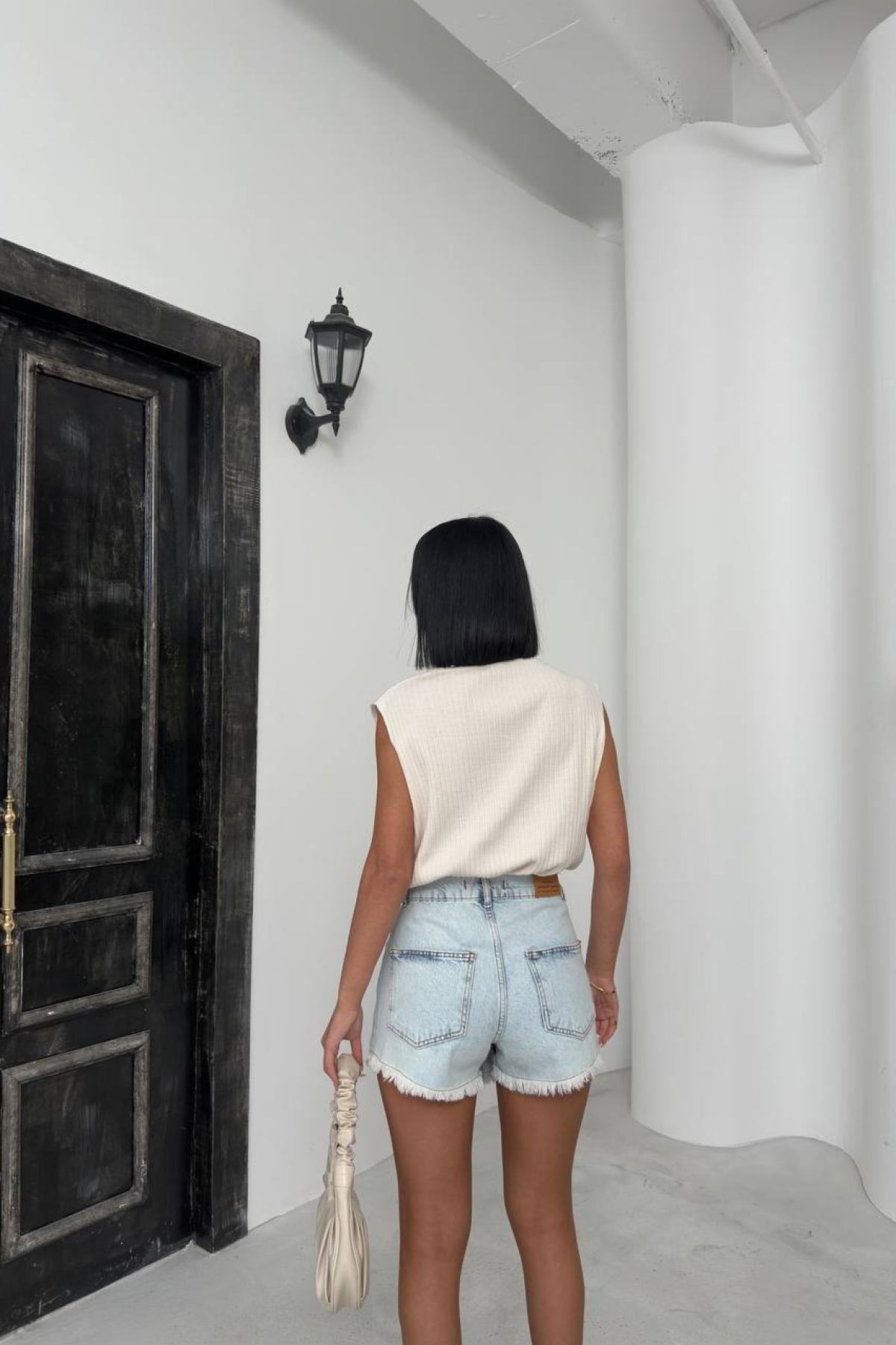 Wholesale Women Blue Zipper Shorts Skirt 732089