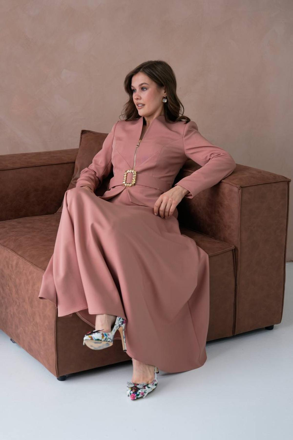 Wholesale Women Blush Two Piece Suit Plus Size - Blazer and Skirt Set 721250