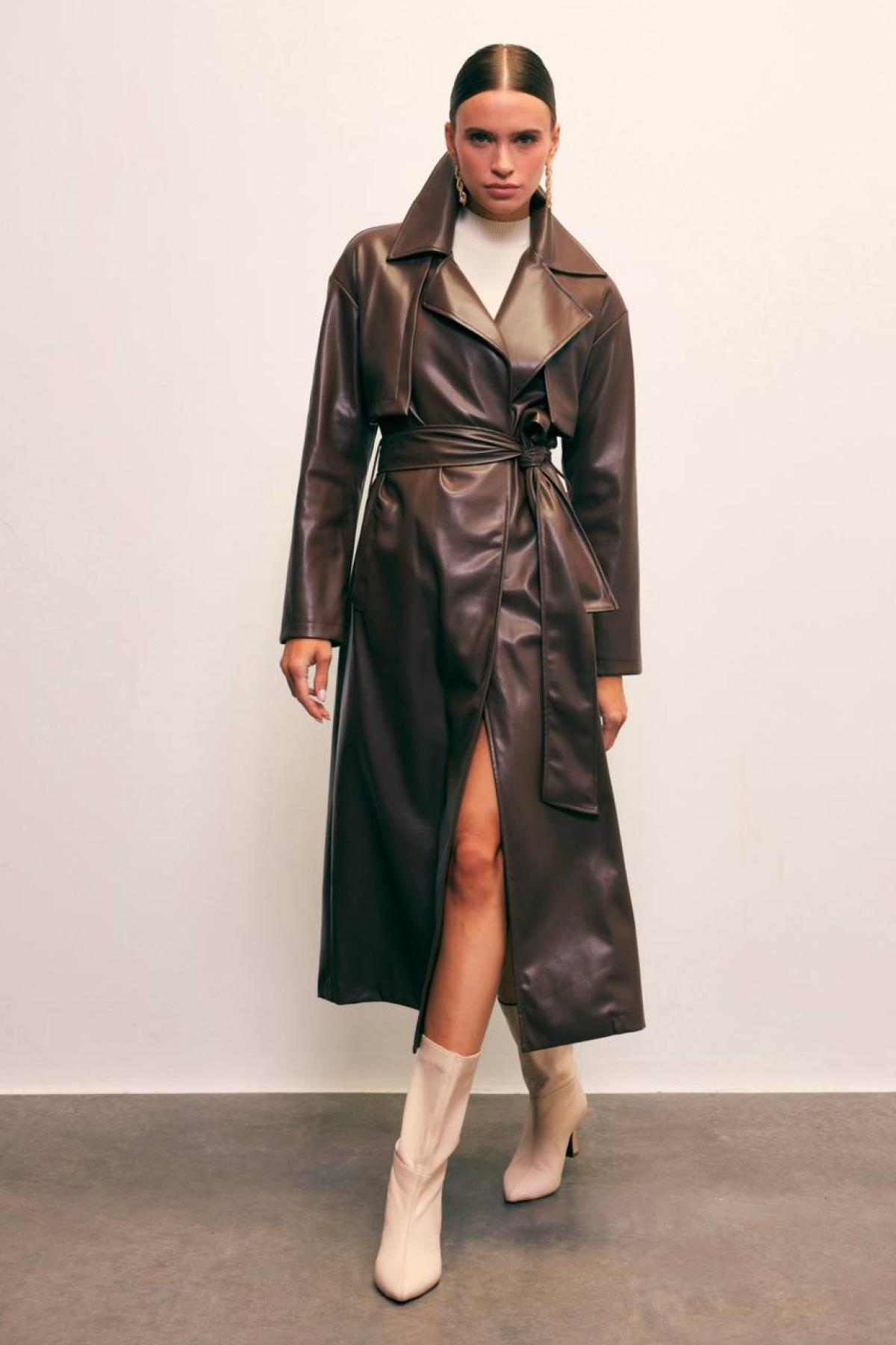 Wholesale Women Brown Trench Coat 706912