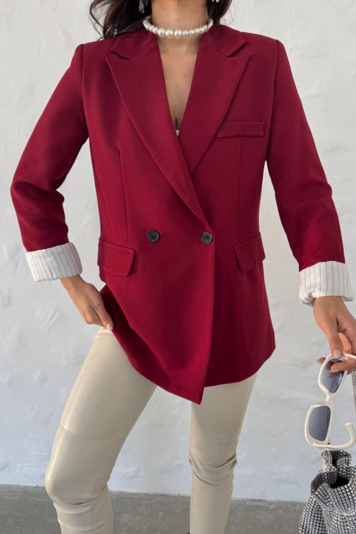 Wholesale Women Burgundy Blazer 727758