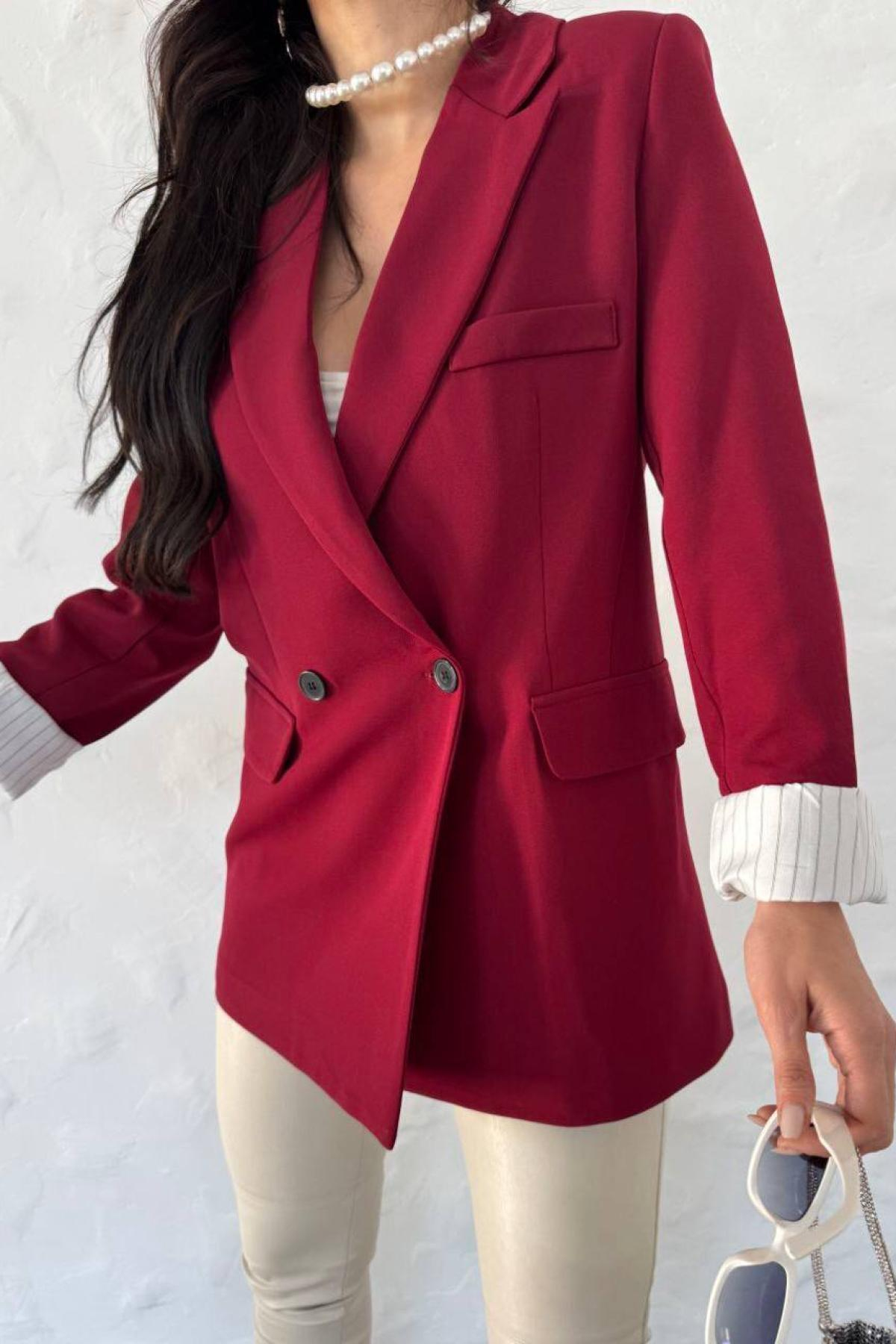 Wholesale Women Burgundy Blazer 727758