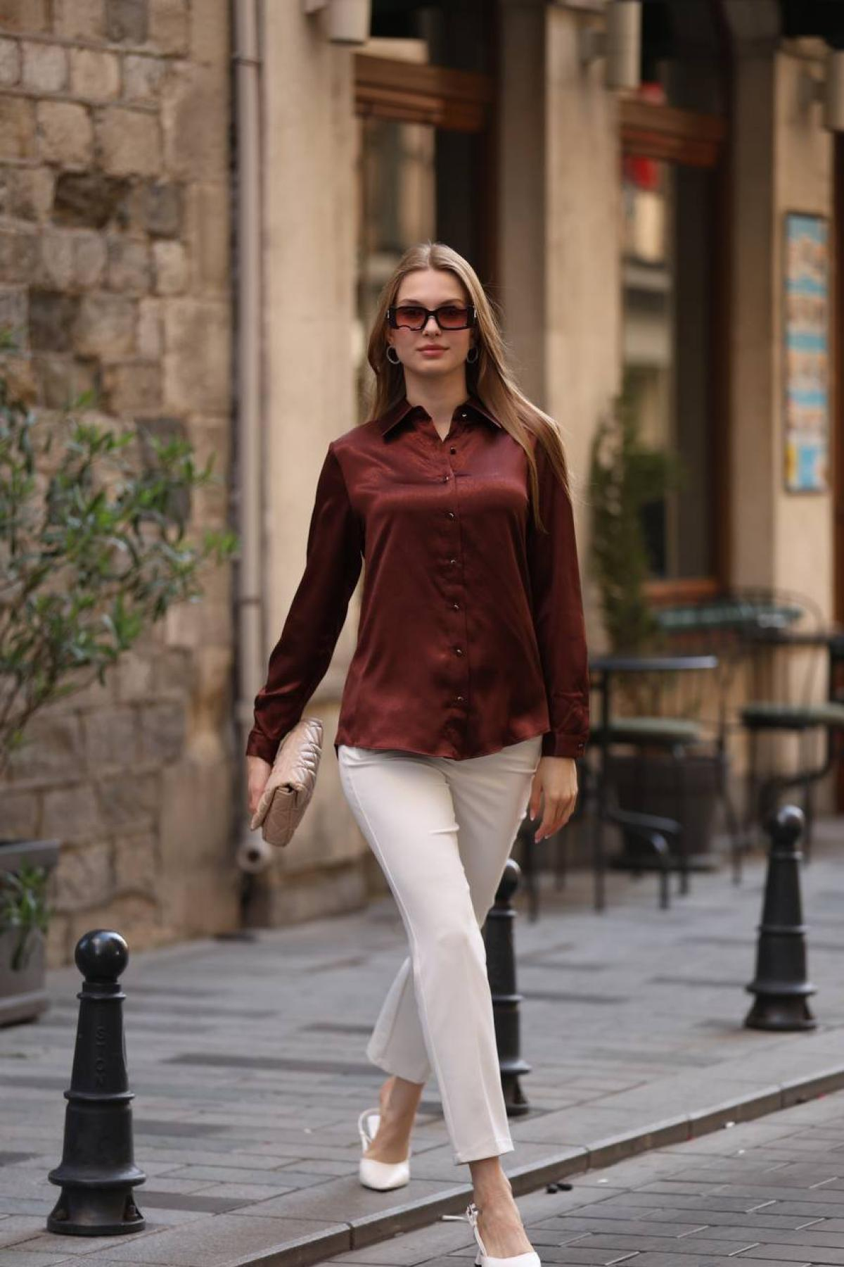 Wholesale Women Burgundy Shirt 718482