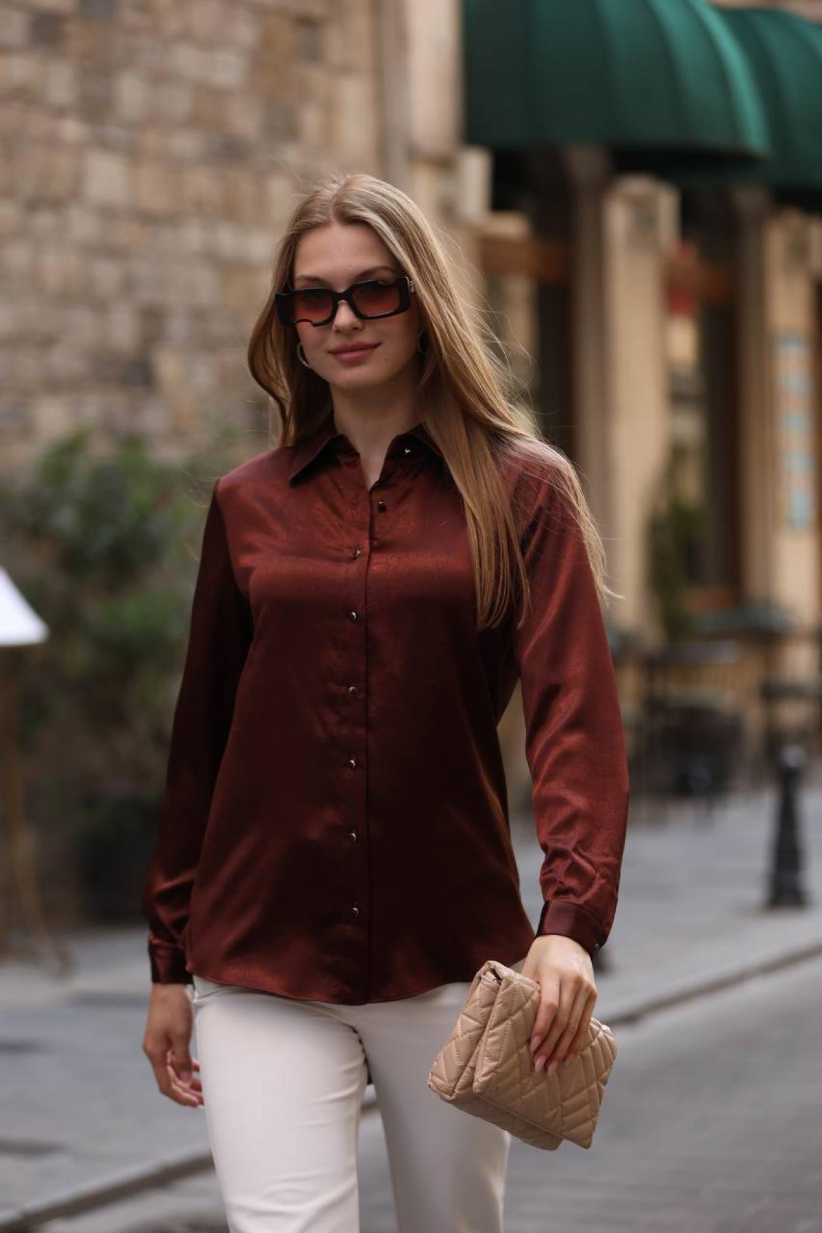 Wholesale Women Burgundy Shirt 718482