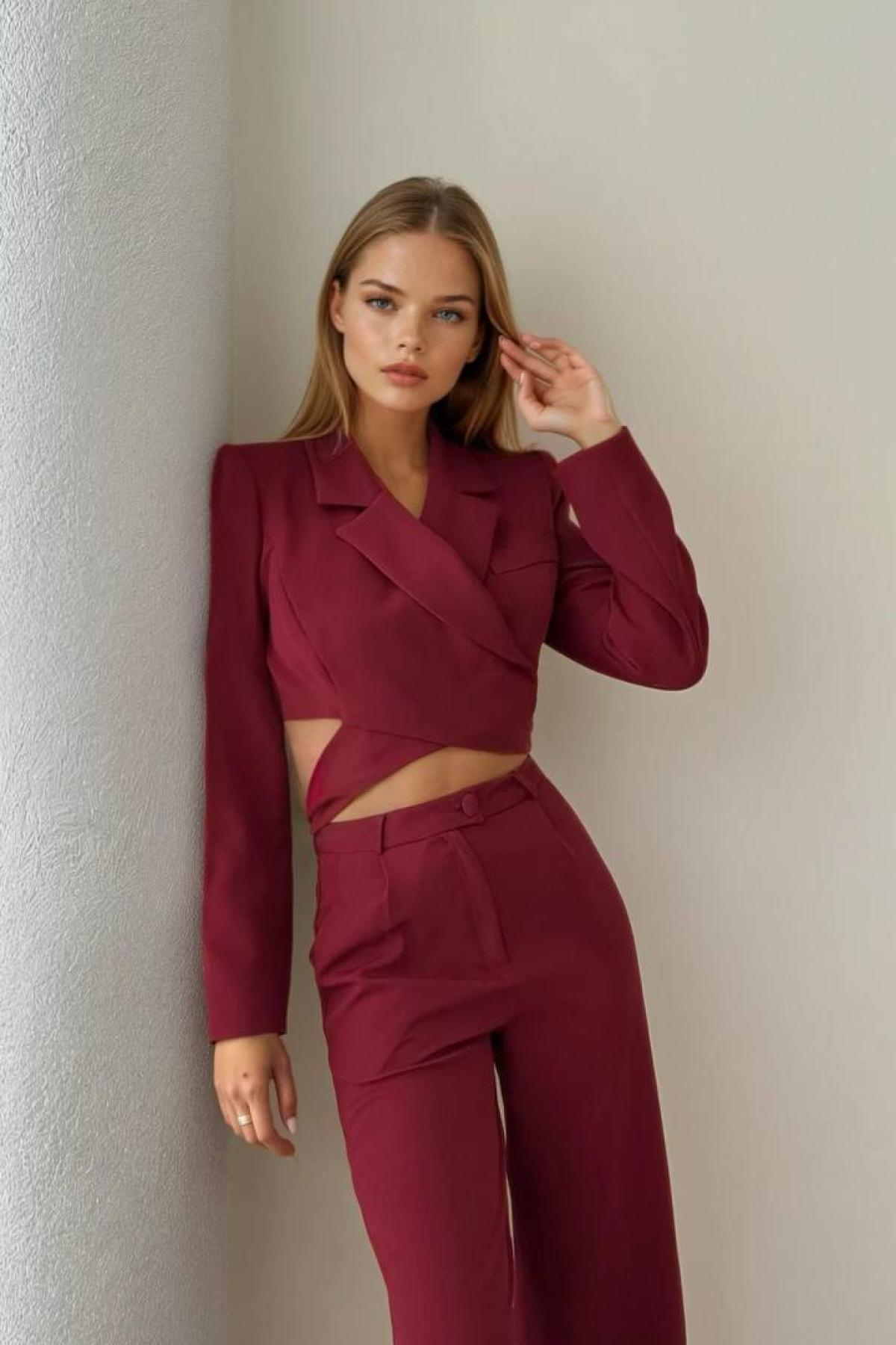 Wholesale Women Burgundy Suit 730078