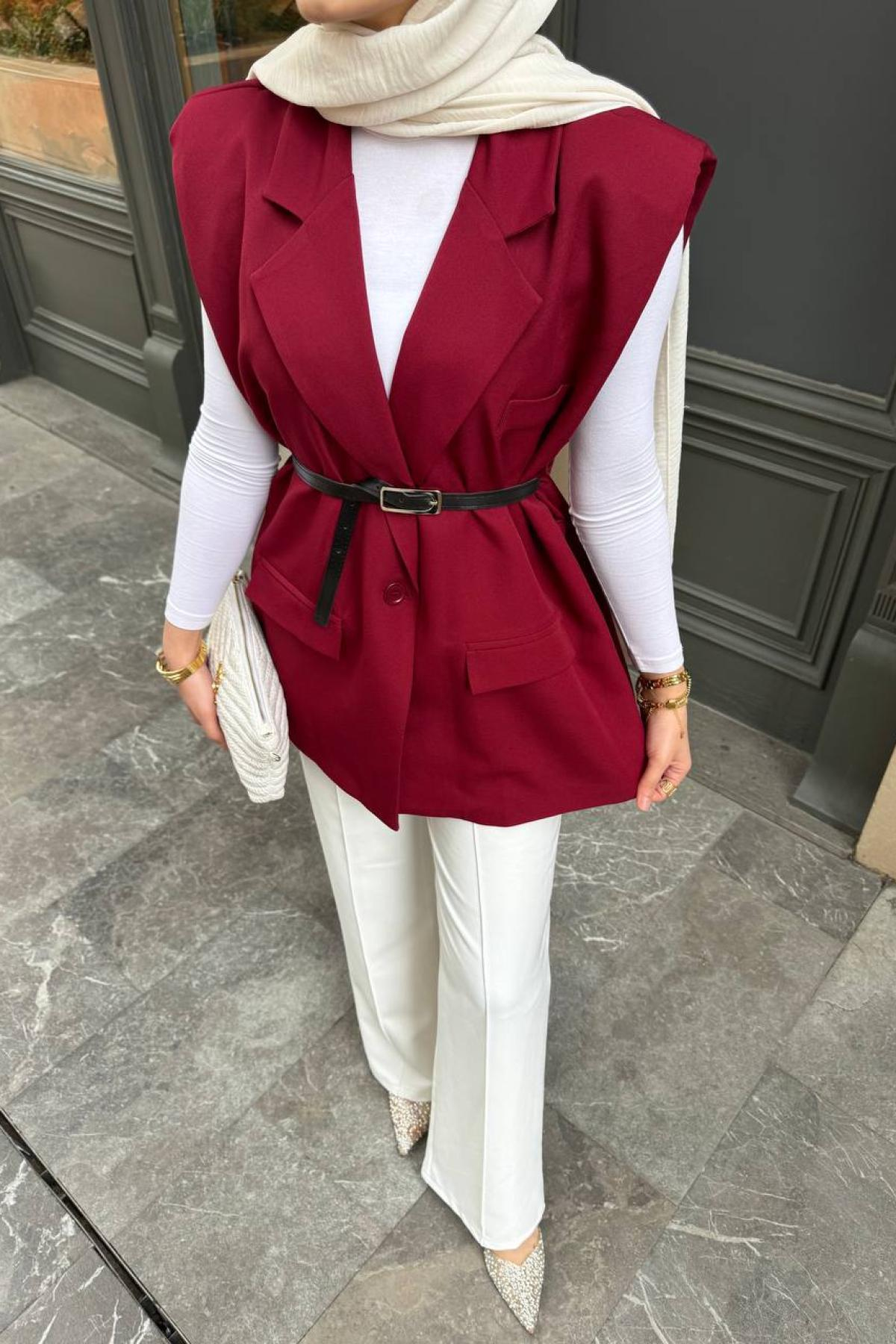 Wholesale Women Burgundy Vest 730921