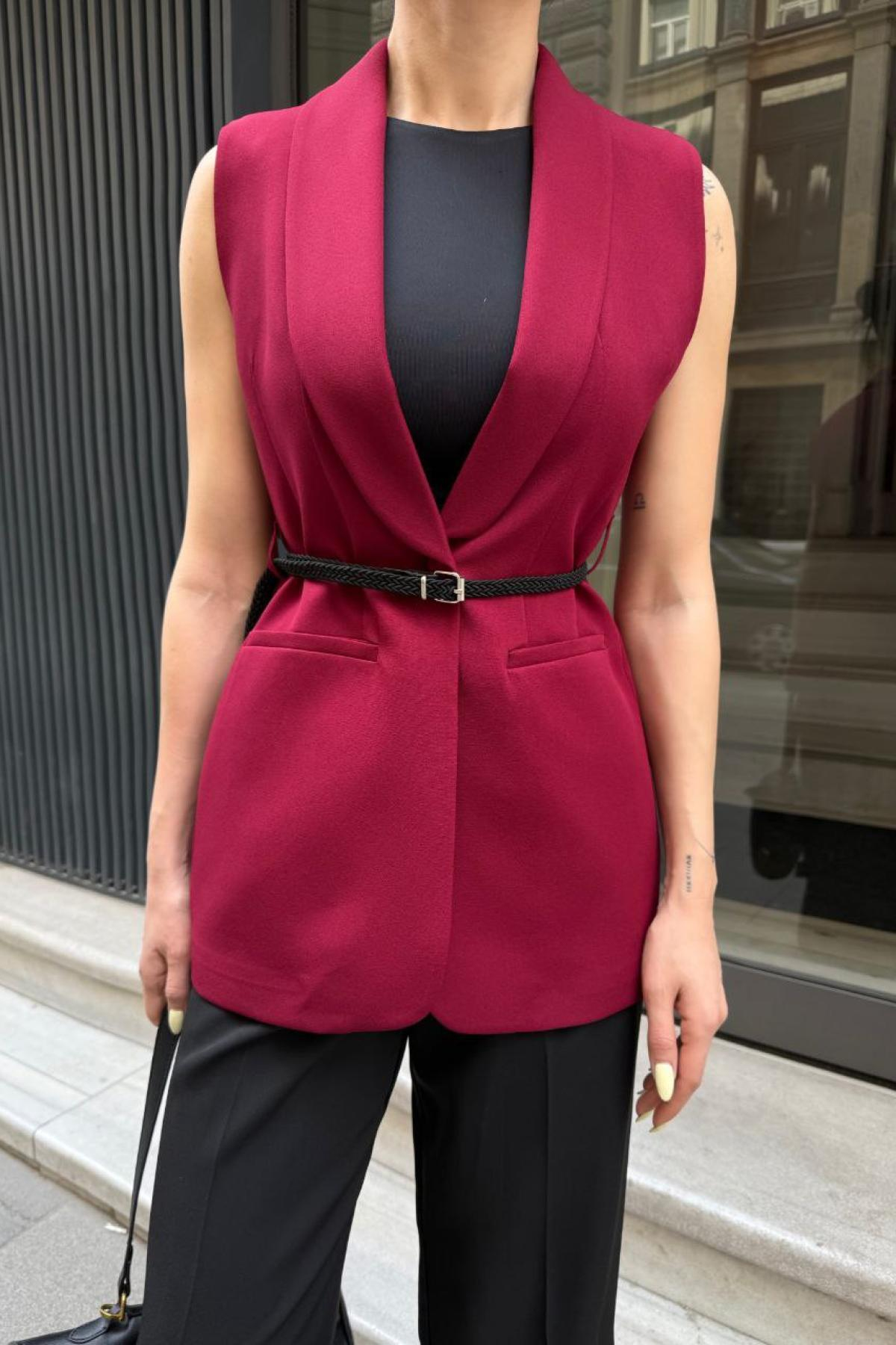 Wholesale Women Burgundy Vest 737315