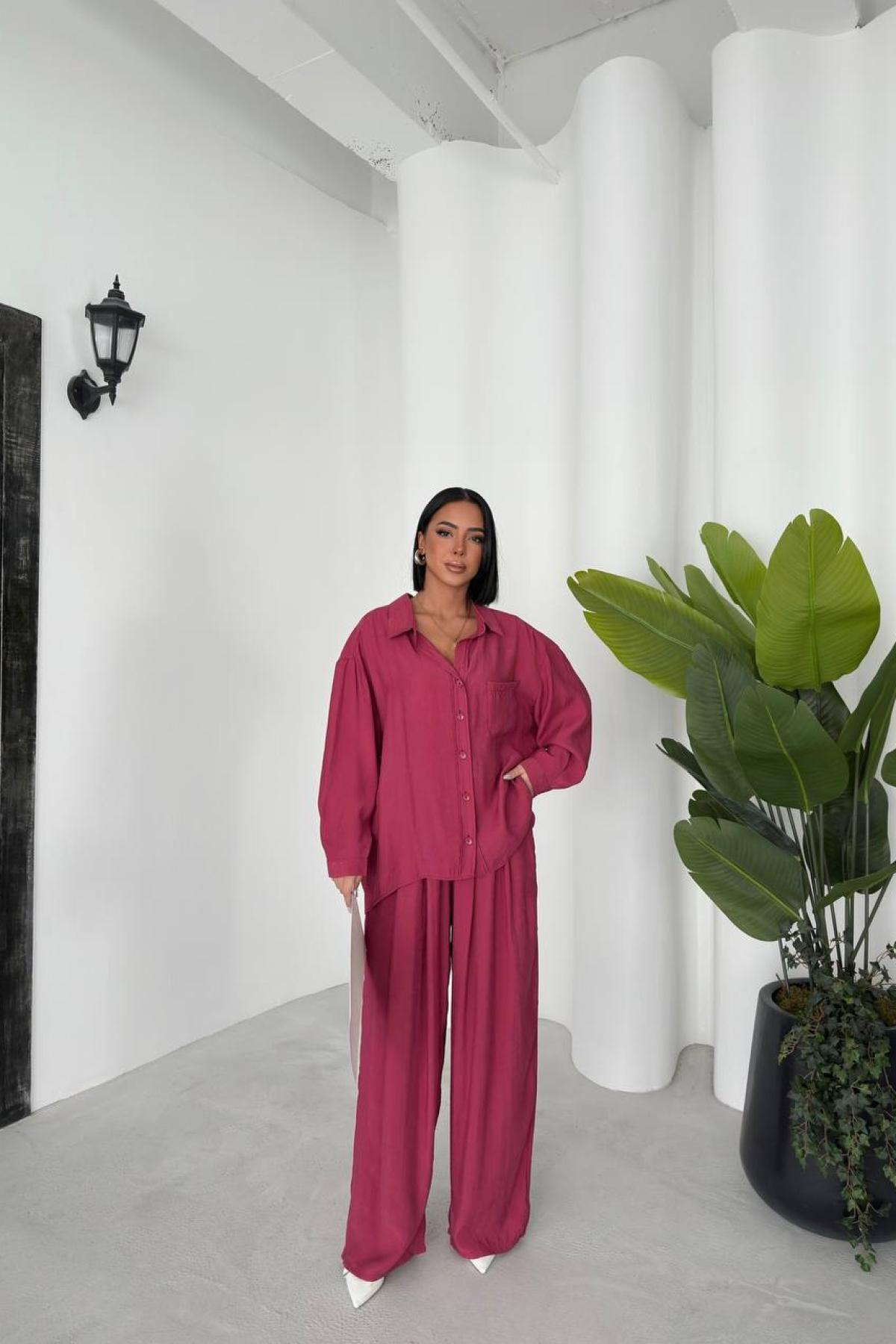 Wholesale Women Cherry Shirt Trouser Set 731169