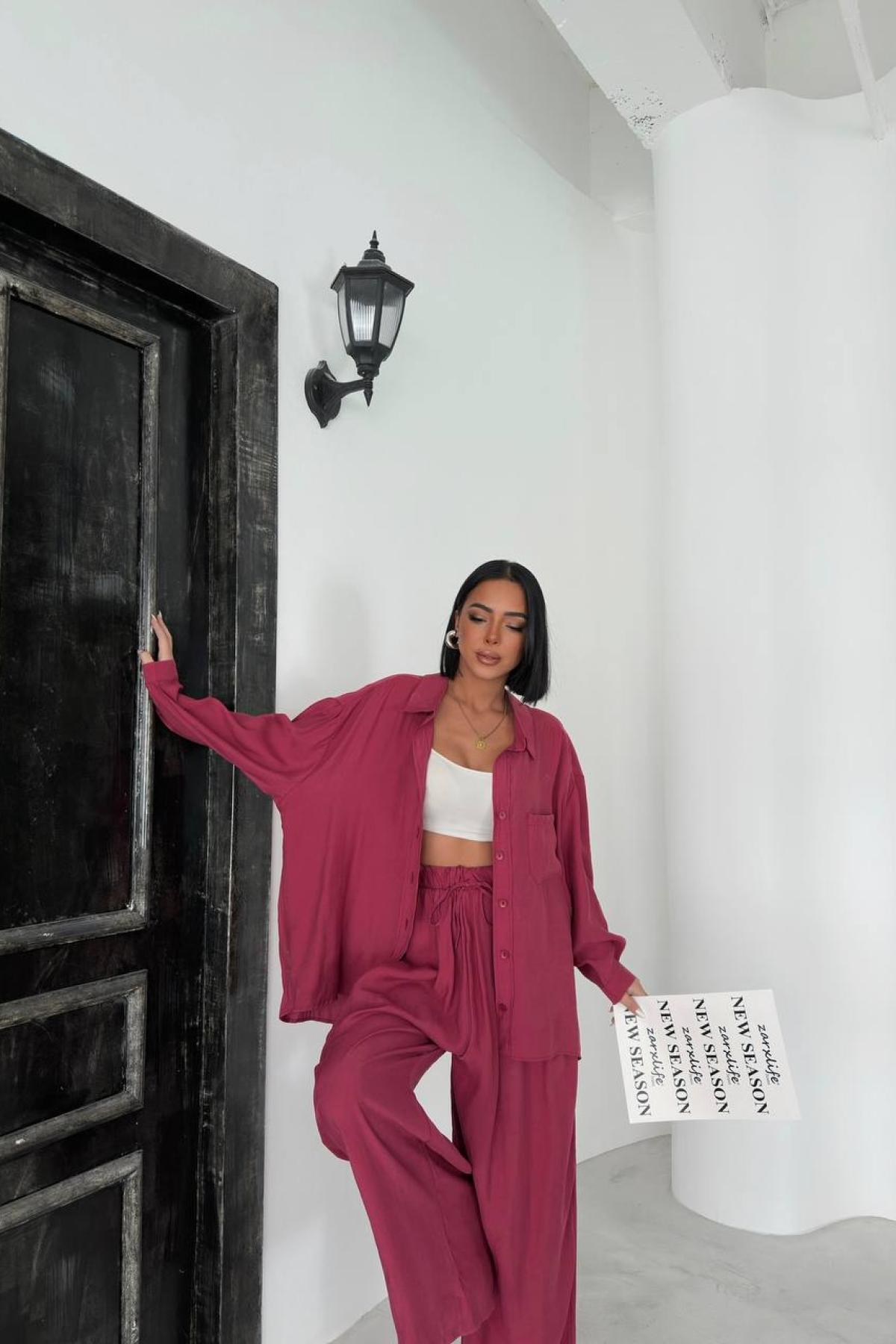 Wholesale Women Cherry Shirt Trouser Set 731169