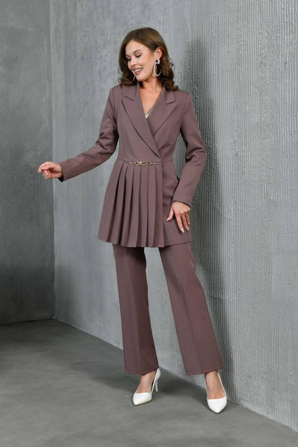 Wholesale Women Cocoa Two Piece Suit - Blazer and Pants Set 733500