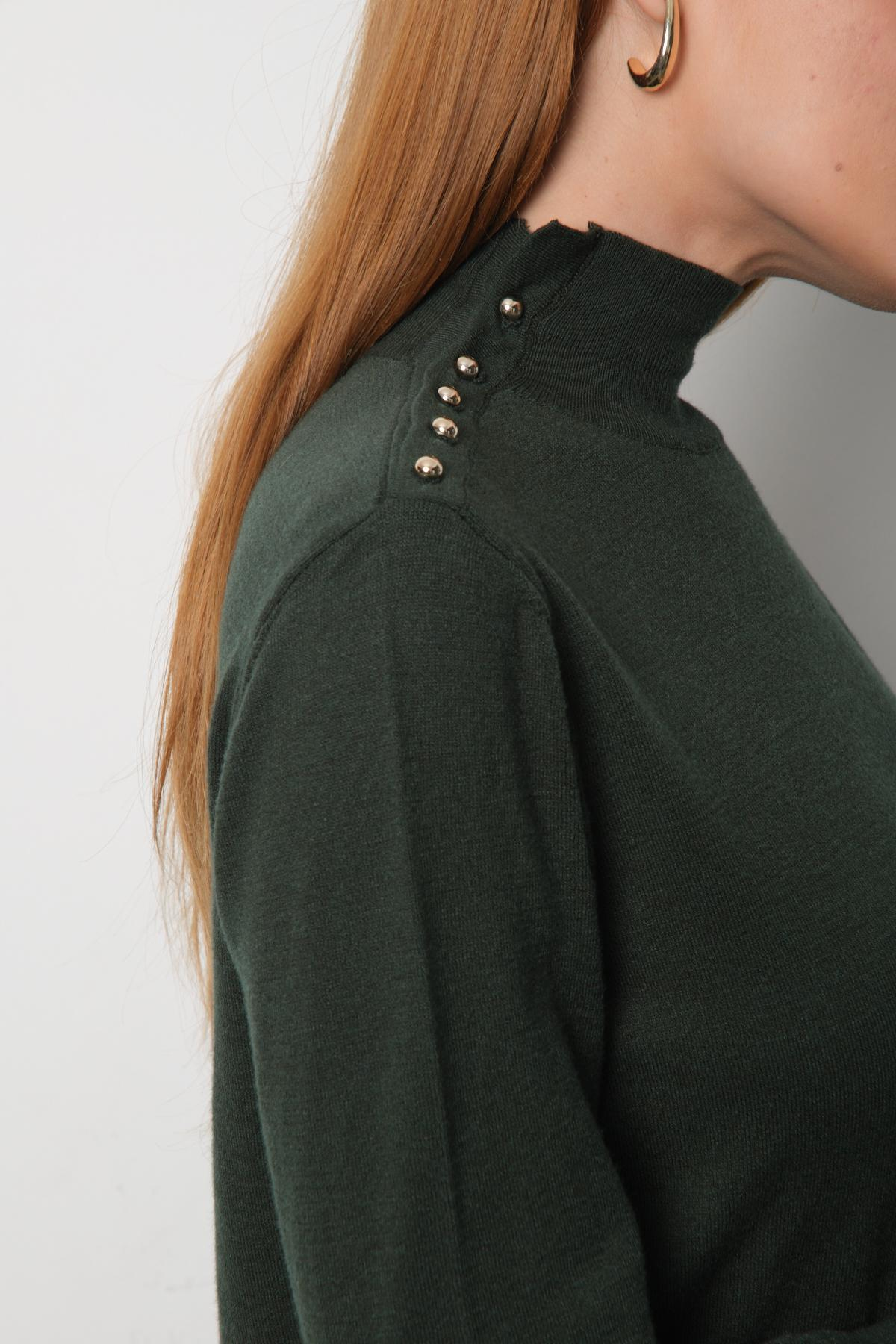 Wholesale Women Dark Green Mock-Neck Sweaters 711158