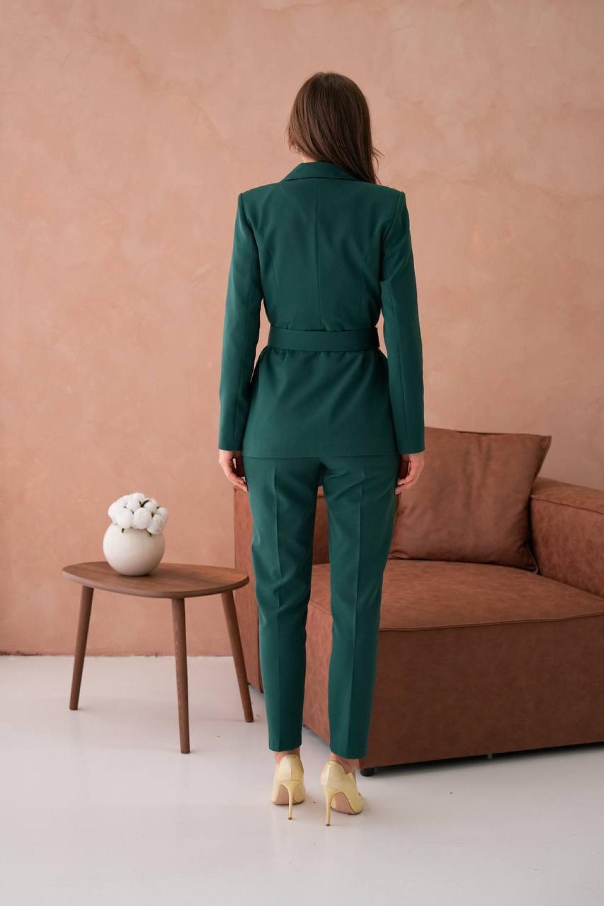 Wholesale Women Emerald Green Two Piece Suit - Blazer and Pants Set 733532