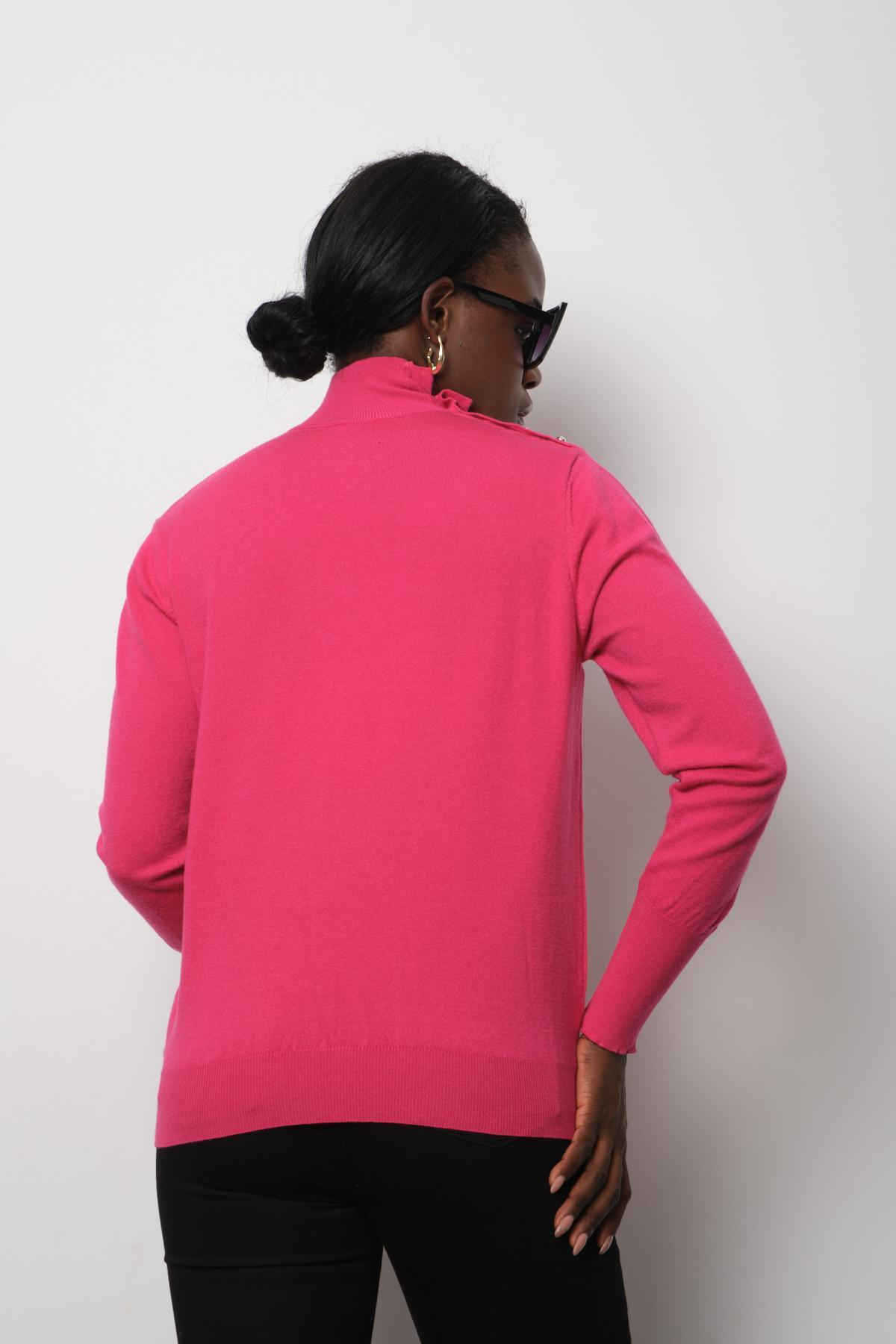 Wholesale Women Fuchsia Mock-Neck Sweaters 711155