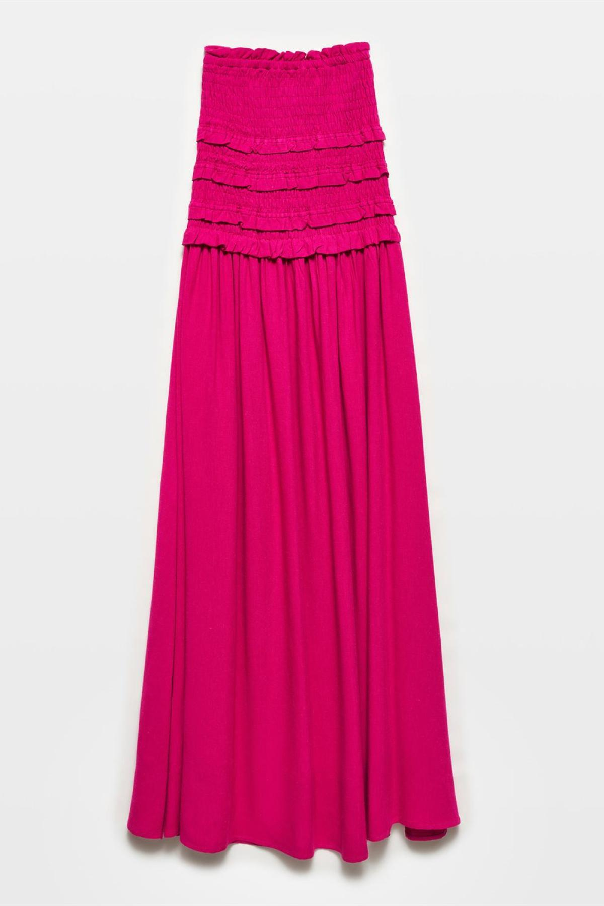 Wholesale Women  Fuchsia Strapless Dress with Gipe Detail 707335