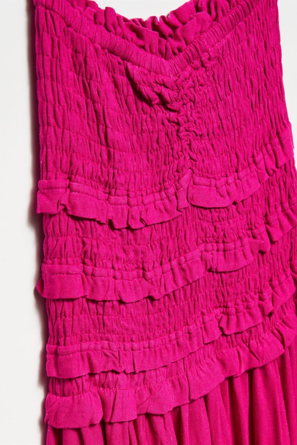 Wholesale Women  Fuchsia Strapless Dress with Gipe Detail 707335