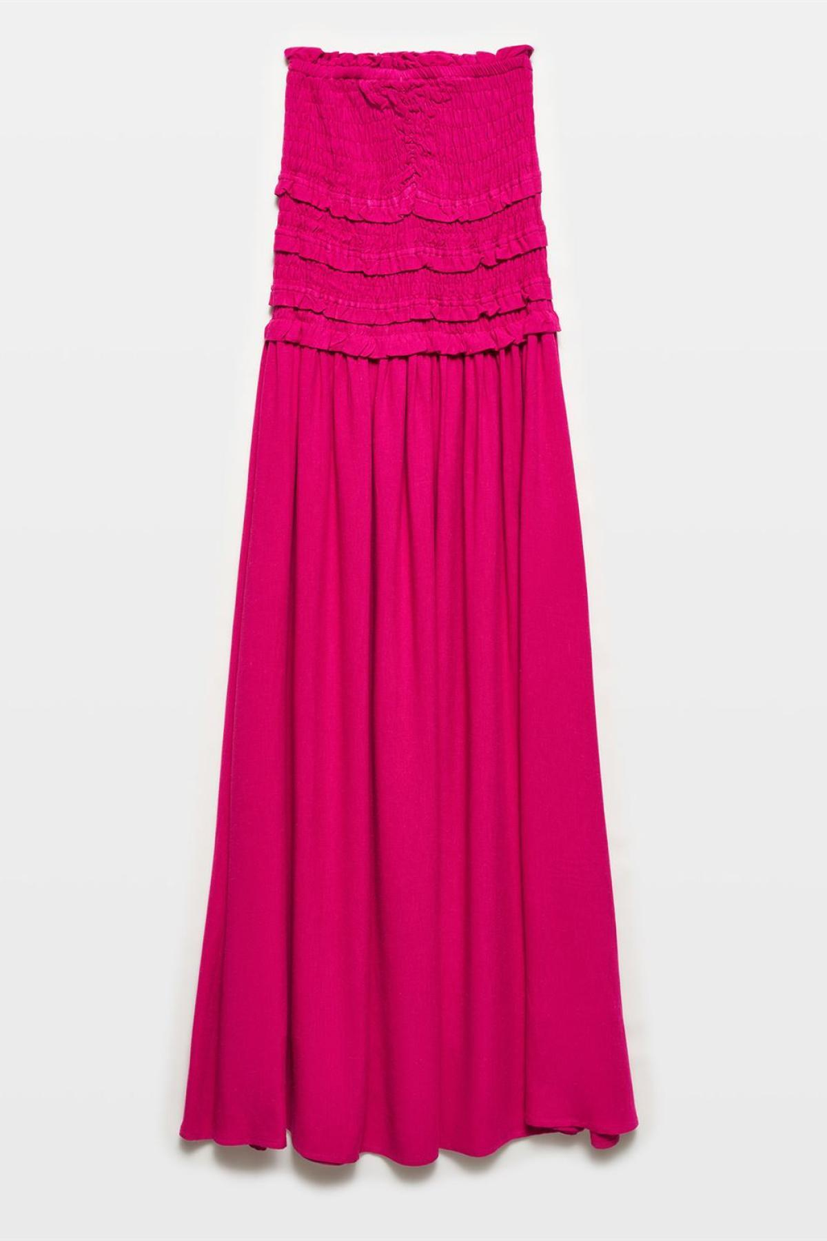 Wholesale Women  Fuchsia Strapless Dress with Gipe Detail 707335