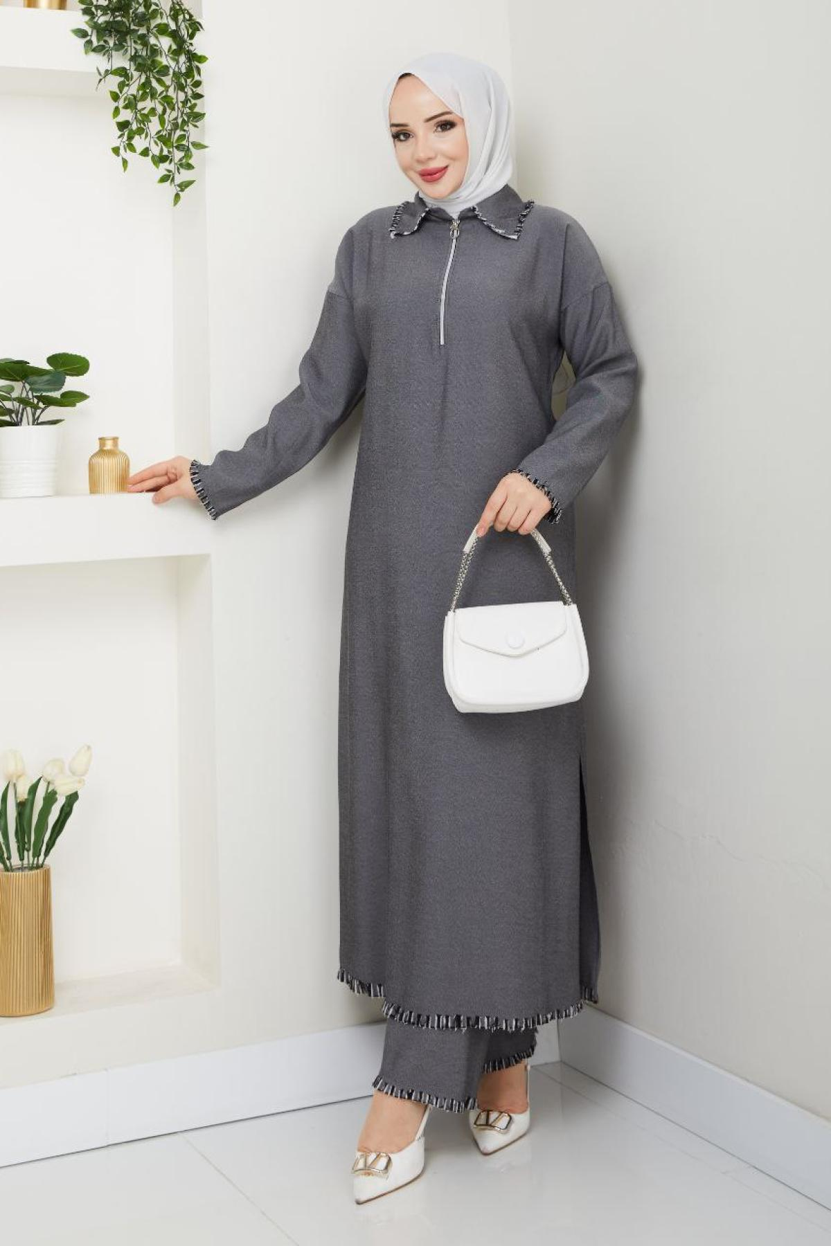 Wholesale Women Gray  Hijab Suit 728682