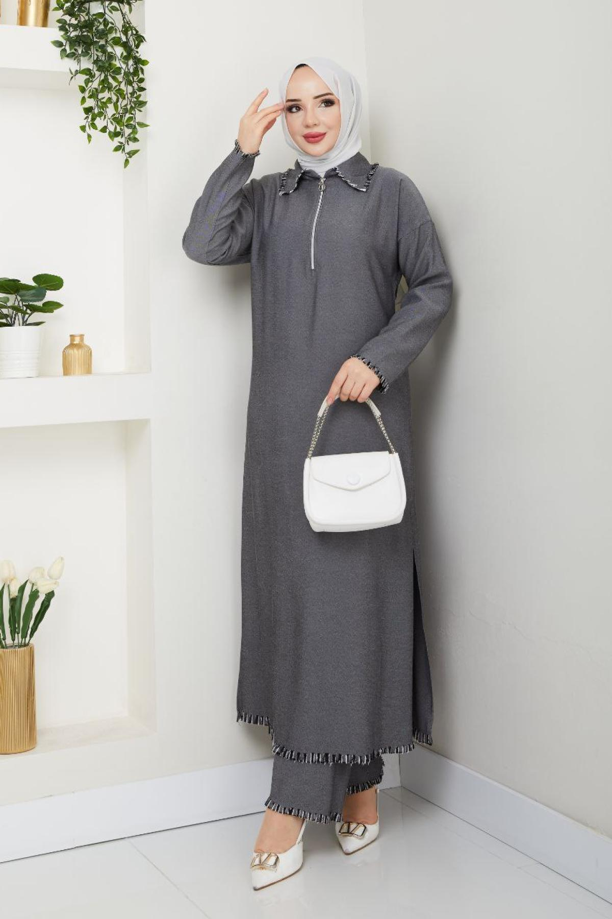 Wholesale Women Gray  Hijab Suit 728682