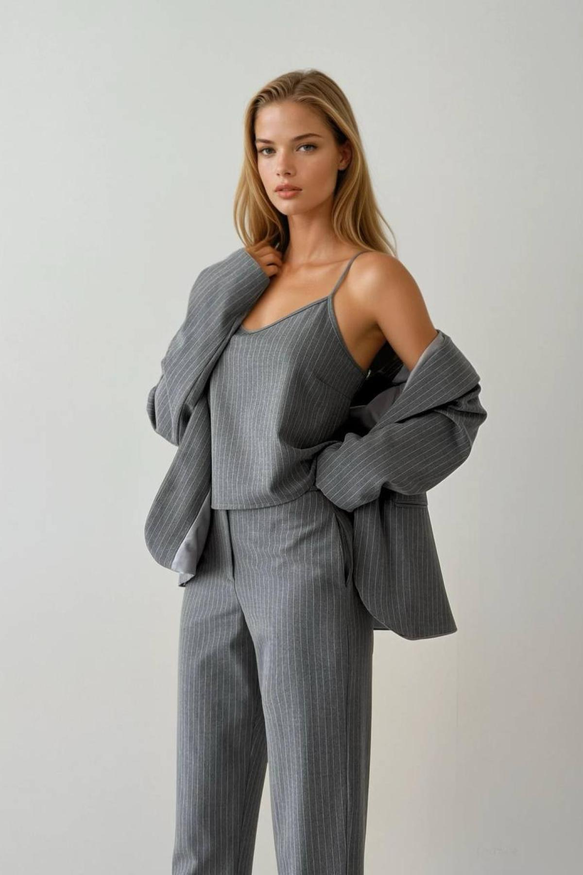 Wholesale Women Gray Three Piece Suits 730065