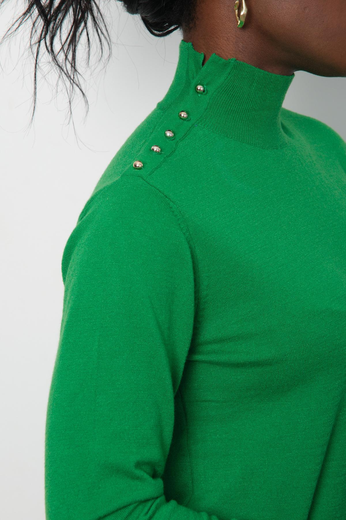 Wholesale Women Green Mock-Neck Sweaters 711157