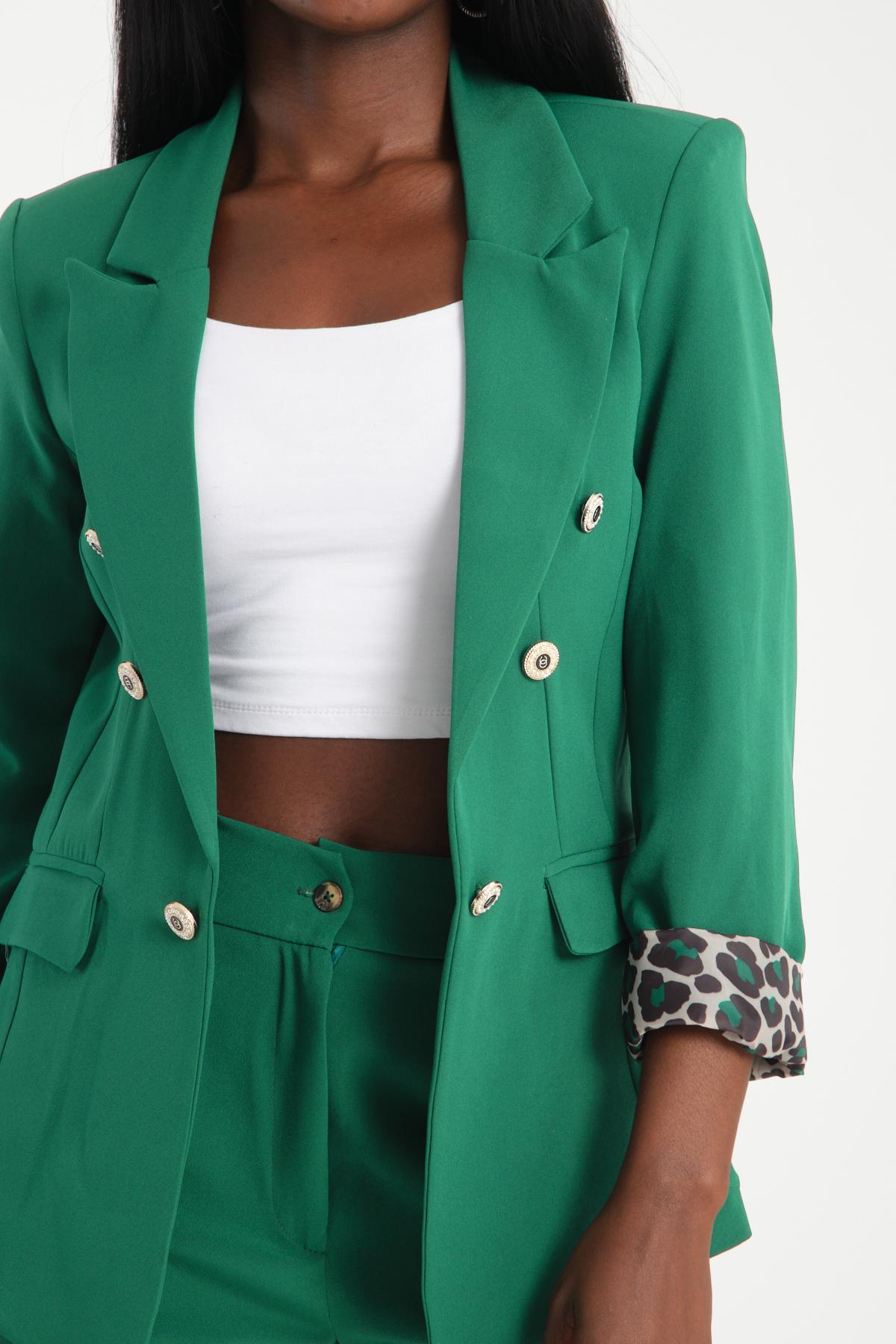 Wholesale Women Green Single Breasted Lined Blazer 706395