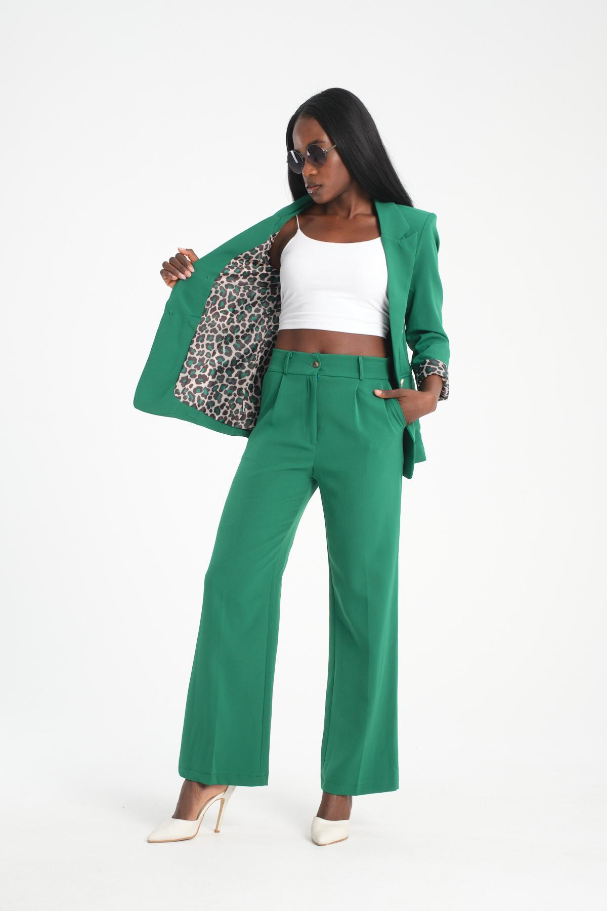 Wholesale Women Green Single Breasted Lined Blazer 706395