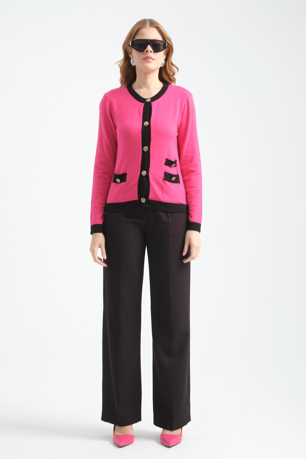 Wholesale Women Hot Pink Collarless Cardigans 706721