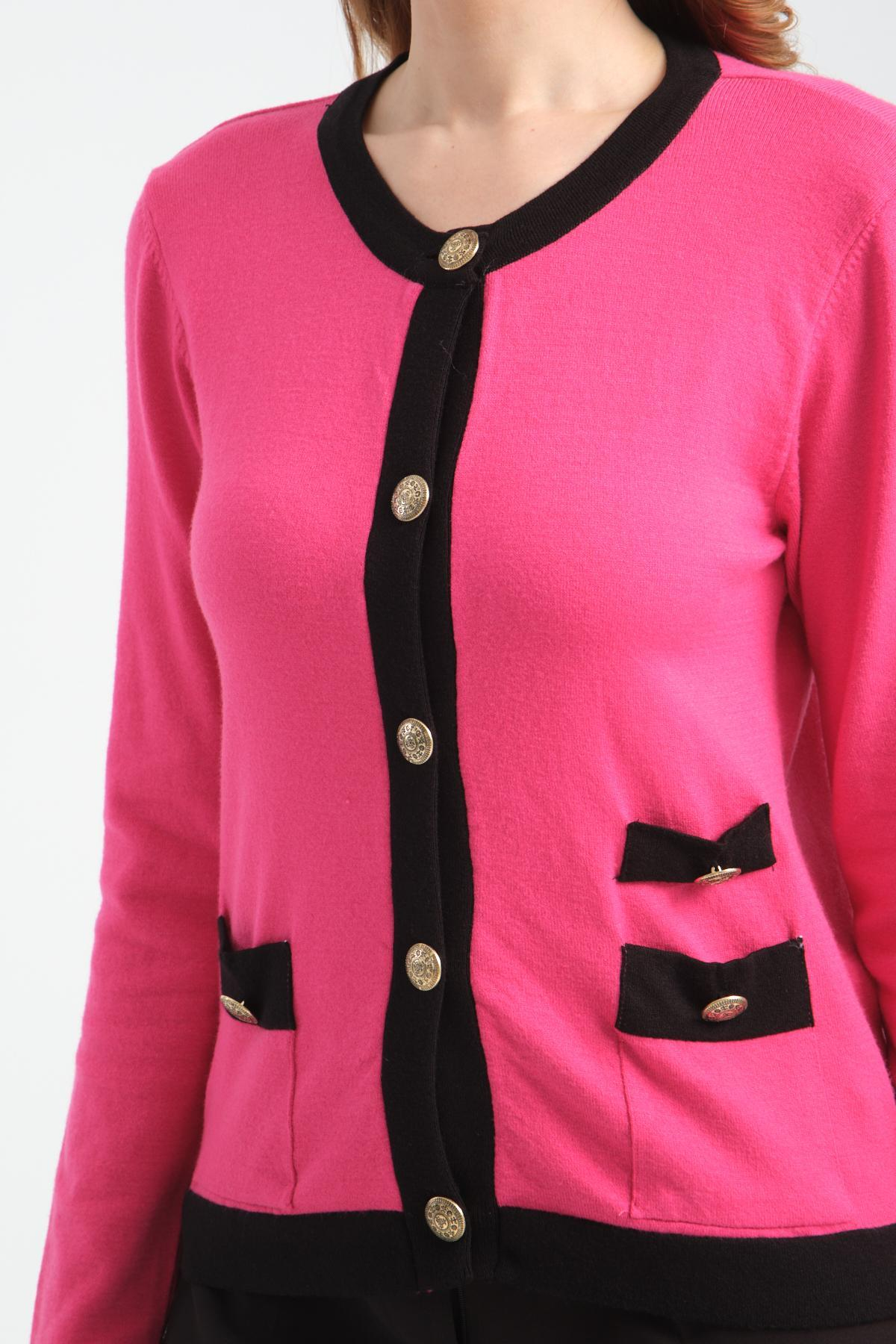 Wholesale Women Hot Pink Collarless Cardigans 706721
