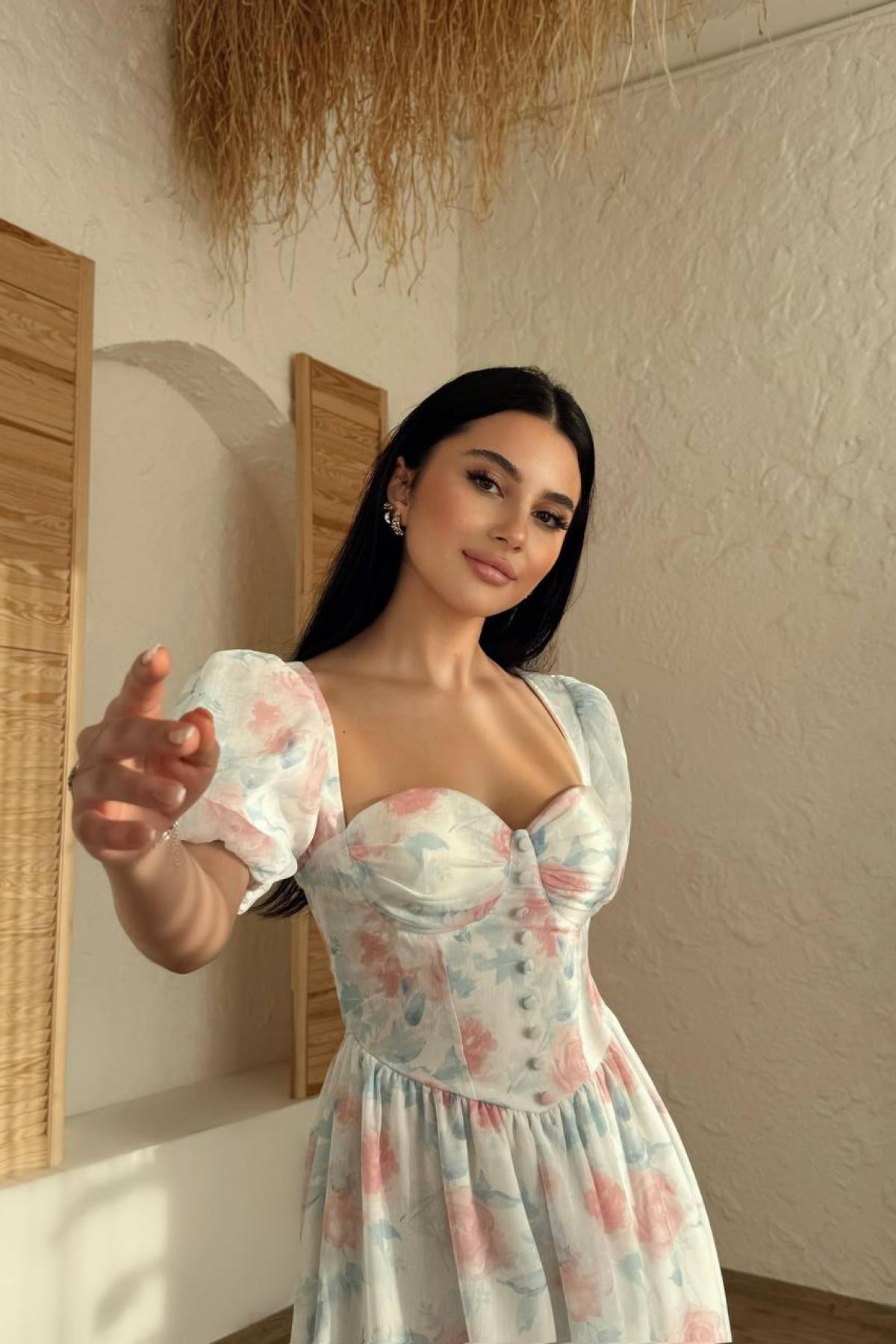Wholesale Women Light Blue Mini Dress 732227