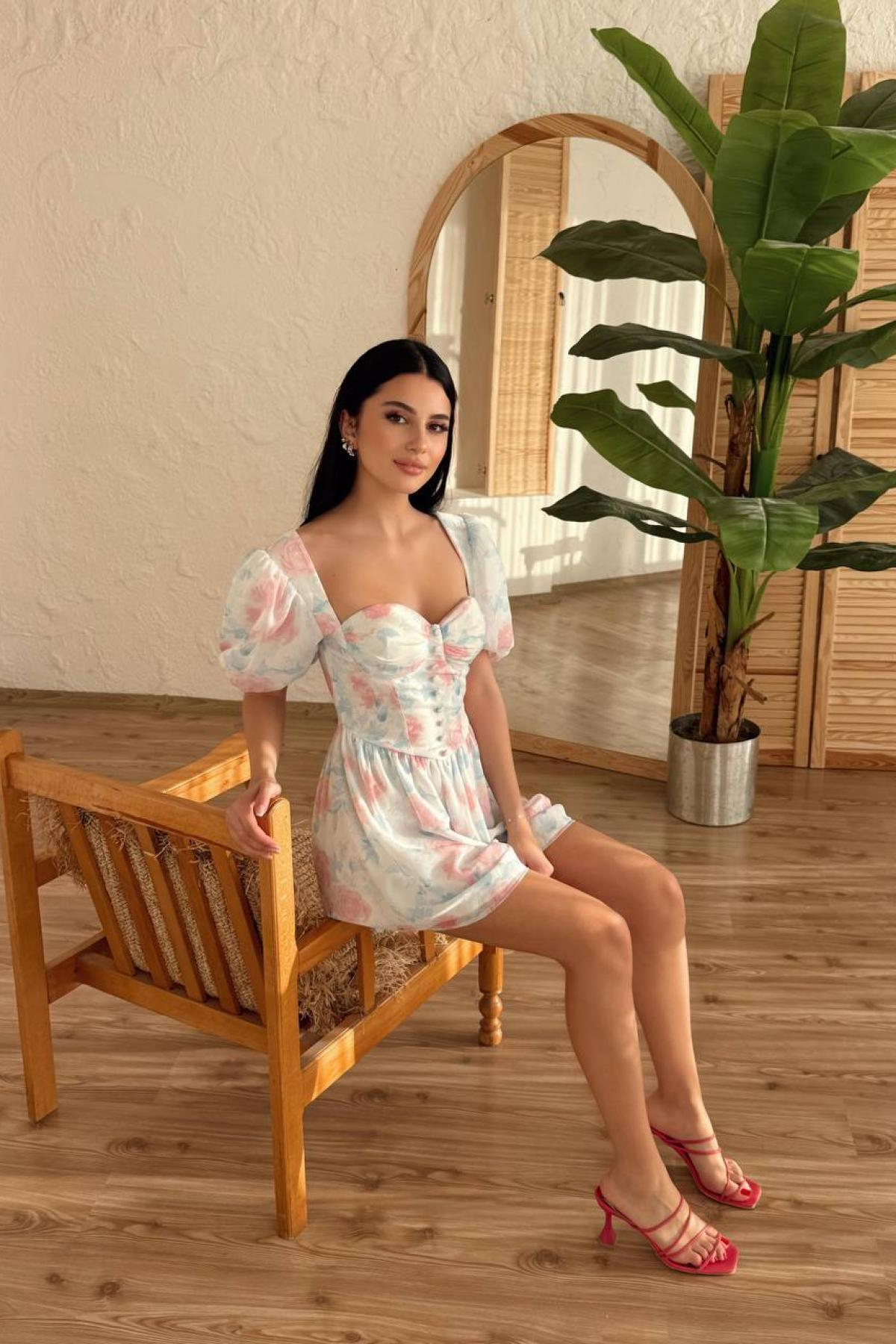 Wholesale Women Light Blue Mini Dress 732227
