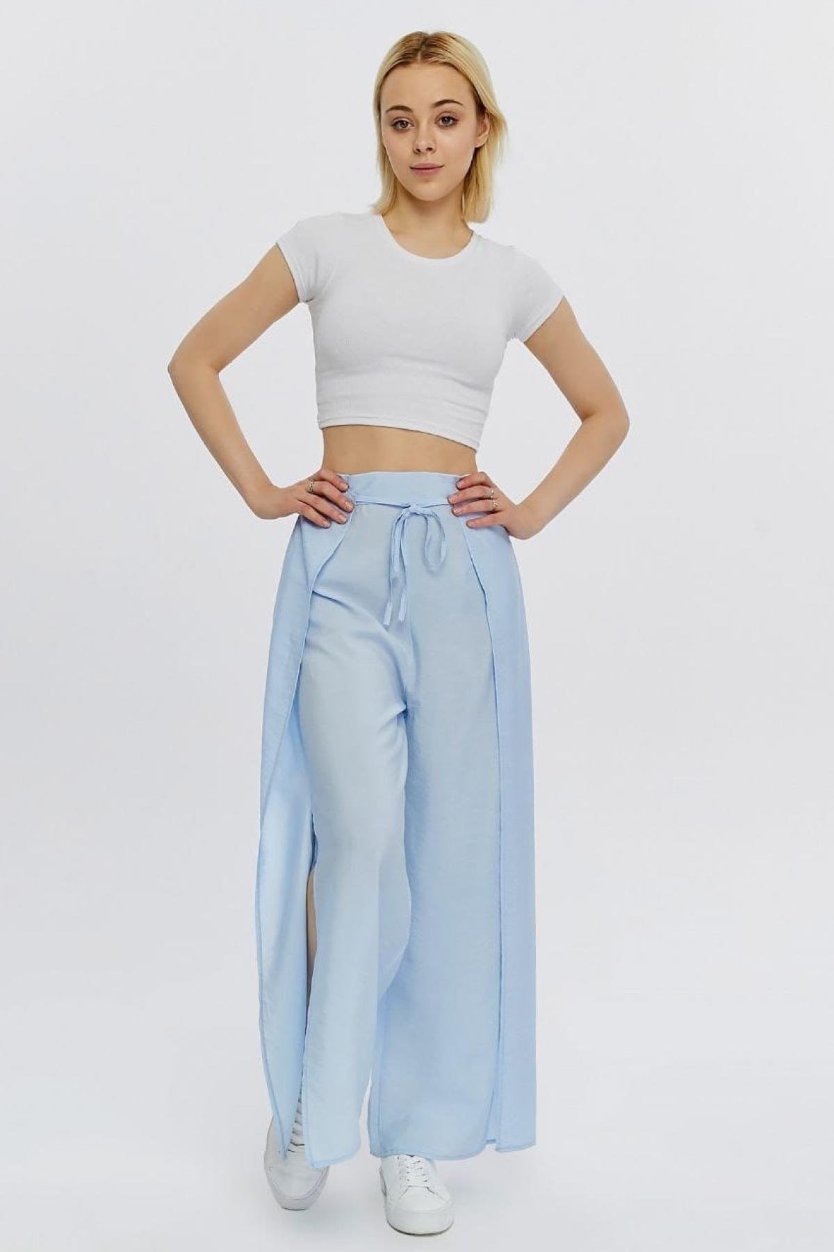 Wholesale Women Light Blue Pants 722733