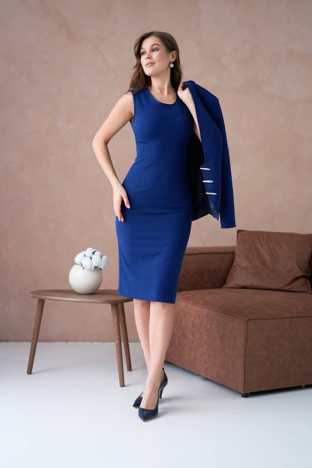 Wholesale Women Midnight Blue Dress and Jacket Set 733415